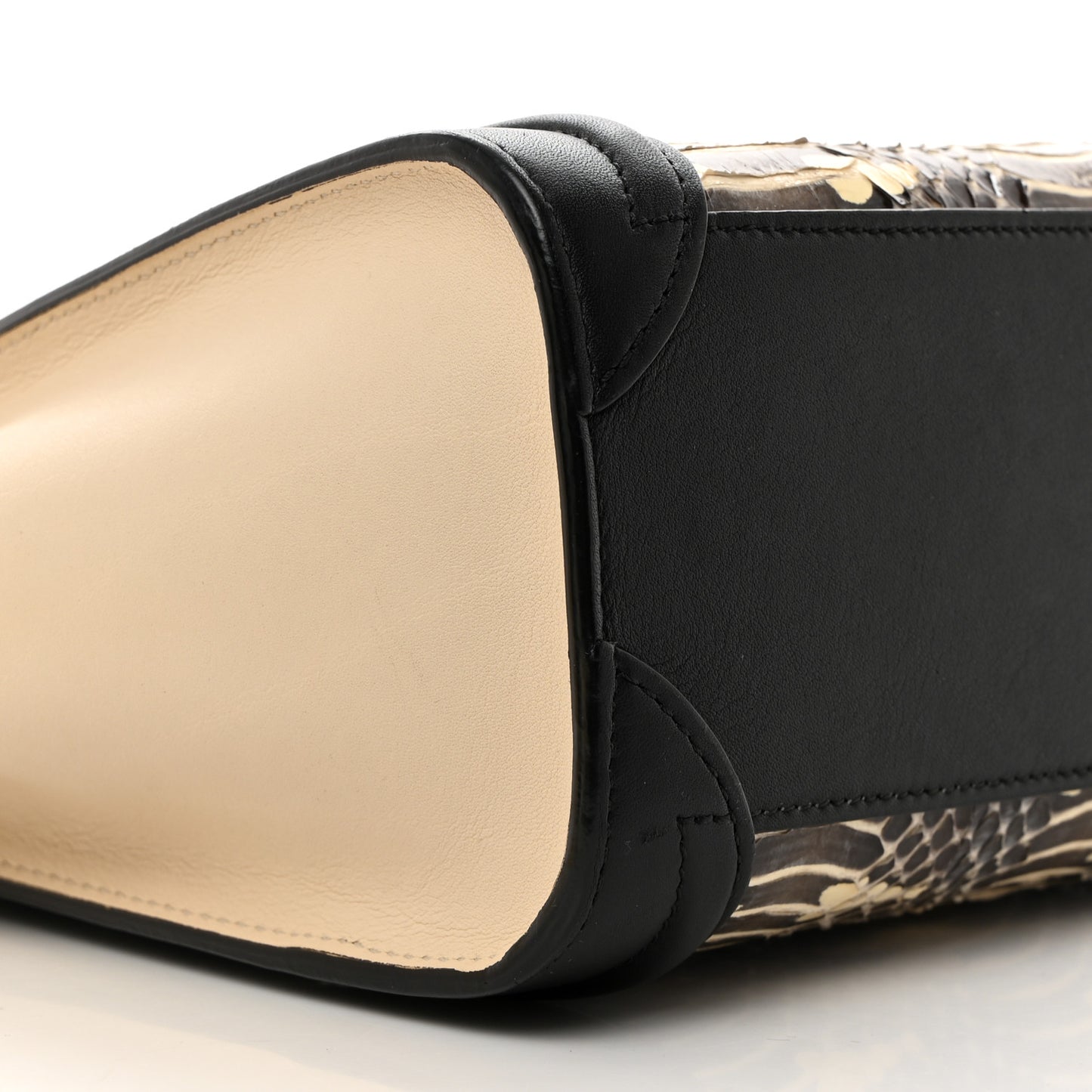 Watersnake Calfskin Nano Tri-Color Luggage Black