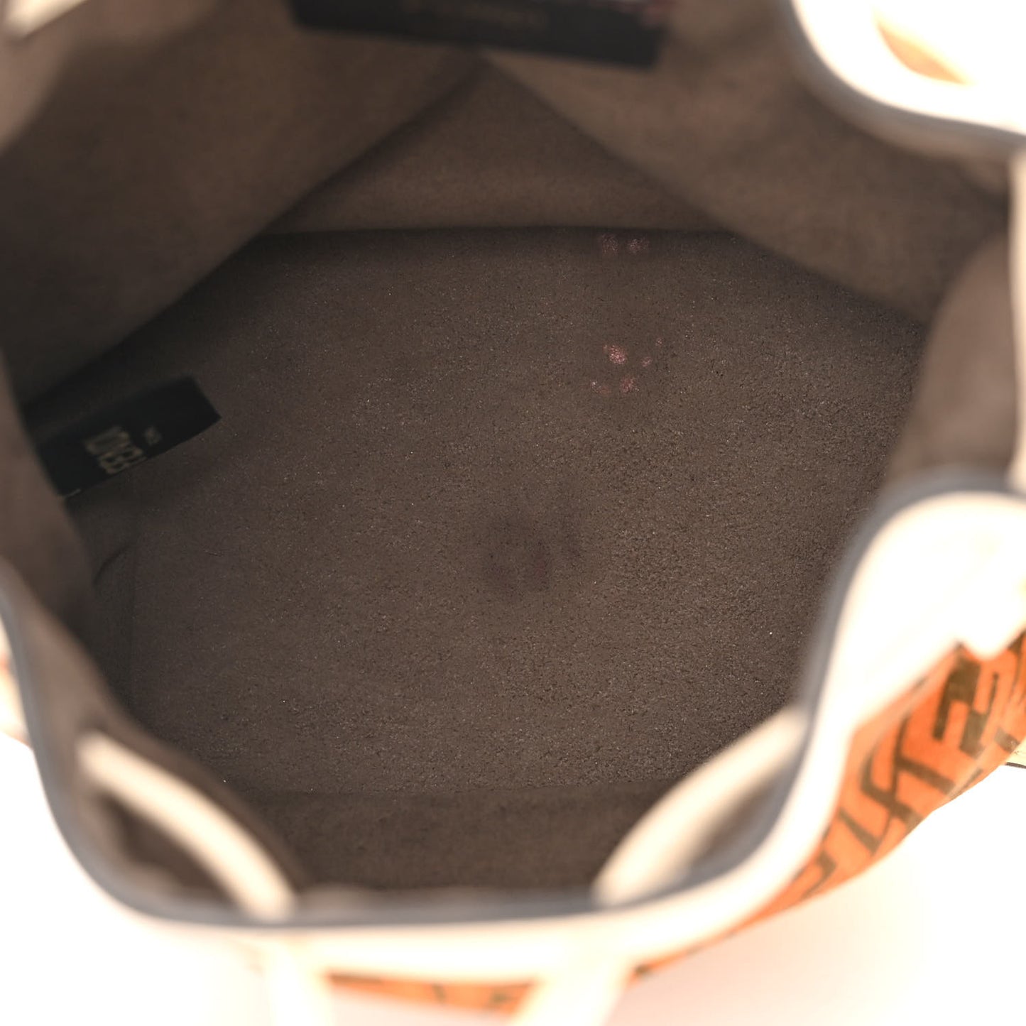 Suede Vitello King F is Fendi Micro FF Mini Mon Tresor Bucket Bag Arancio Marrone White Ice
