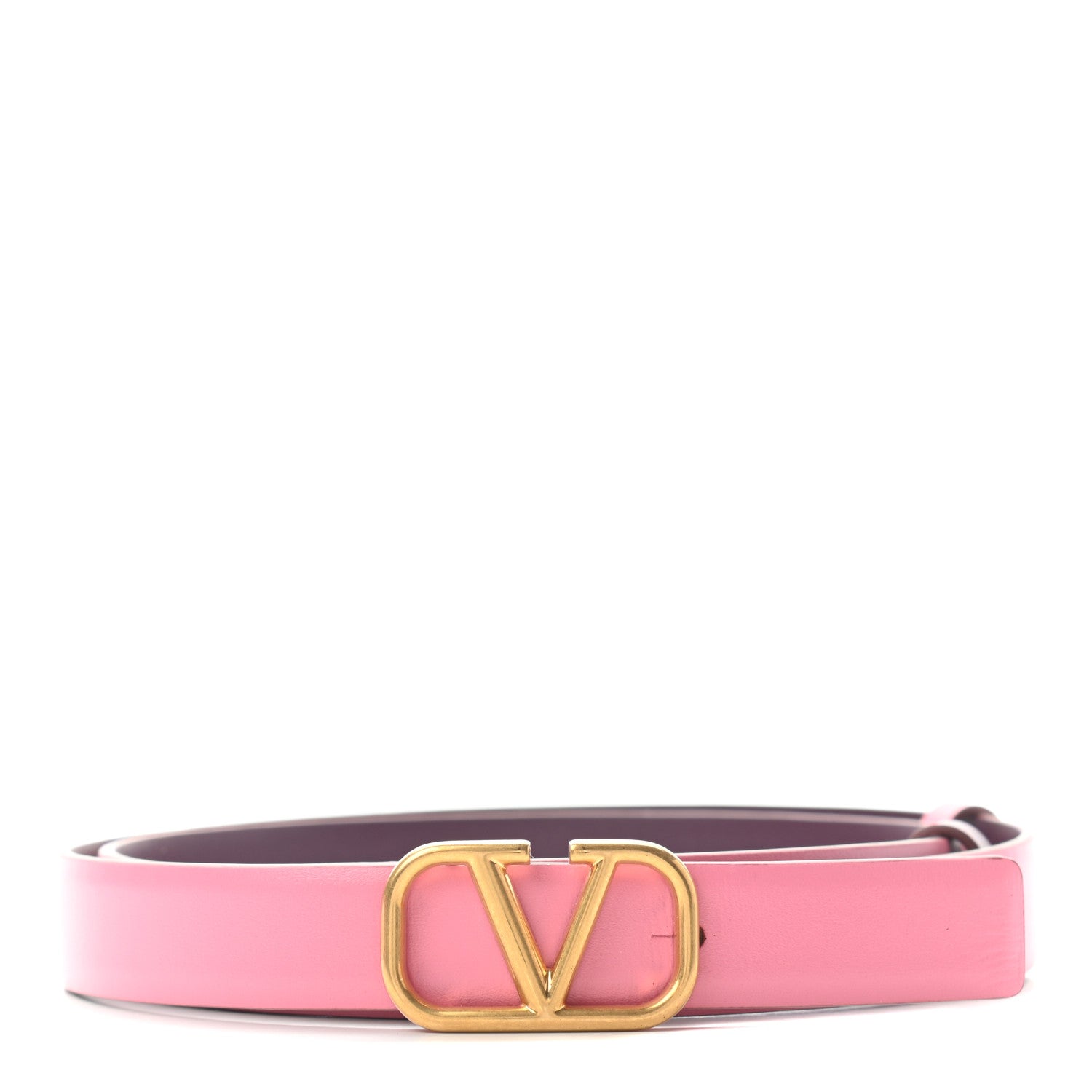 Valentino Garavani Glossy Calfskin VLogo Reversible 30mm Belt 80 32 Feminine Pink Indian Violet 1 of 7