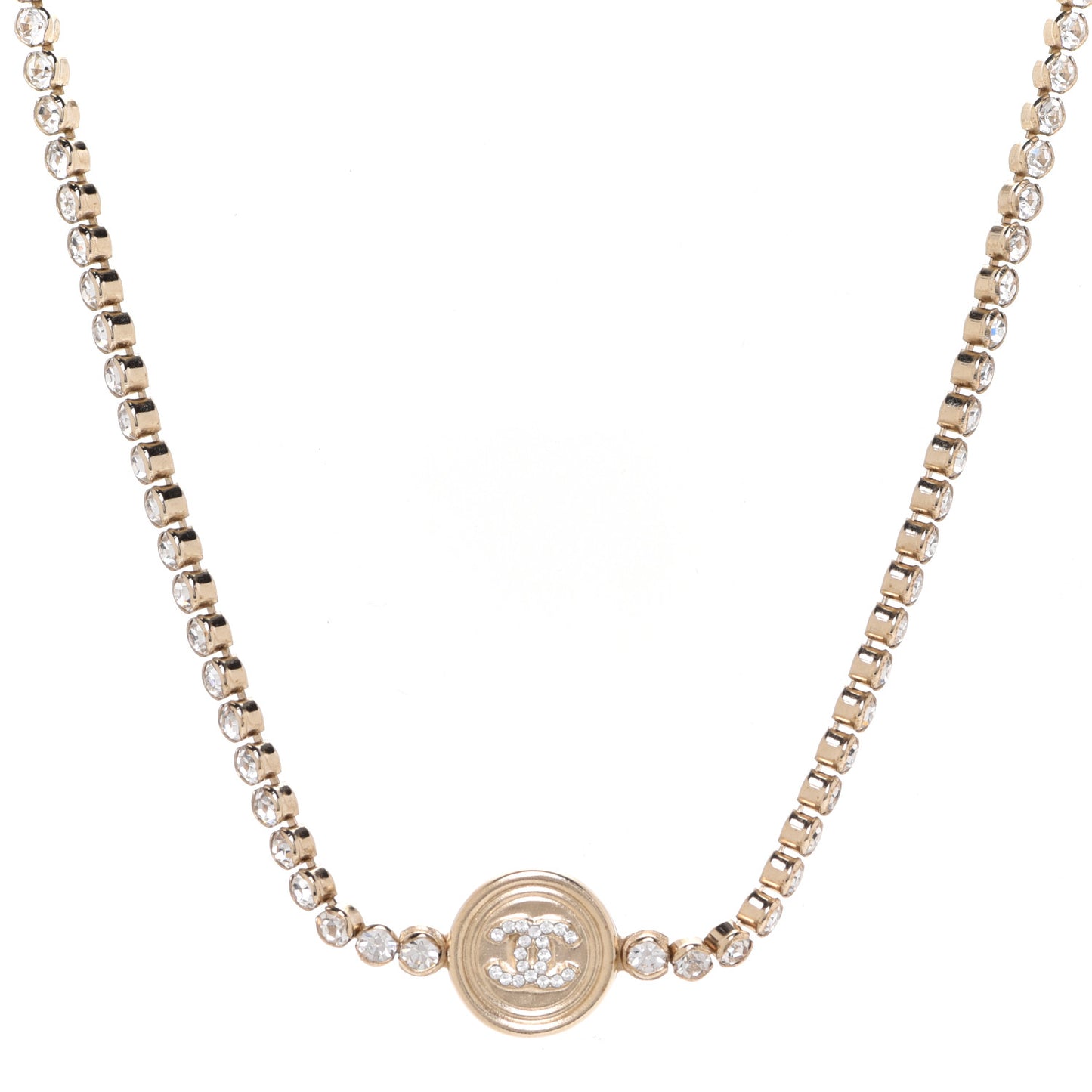 Crystal CC Chain Short Necklace Gold