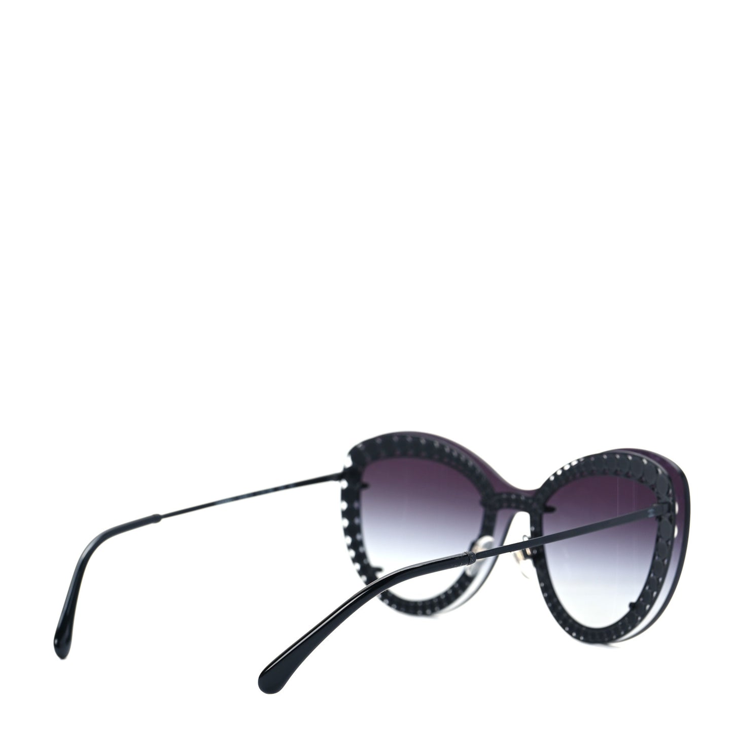 Acetate Metal Pearl Butterfly Sunglasses 4236-H Black