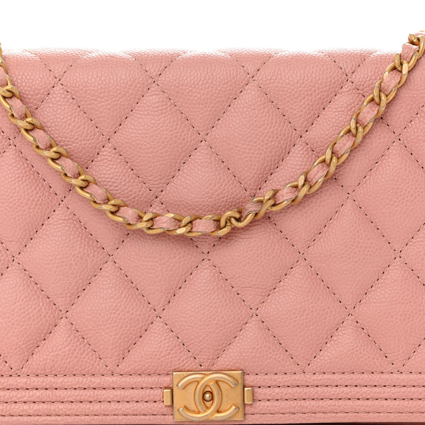 Caviar Quilted Boy Wallet On Chain WOC Pink