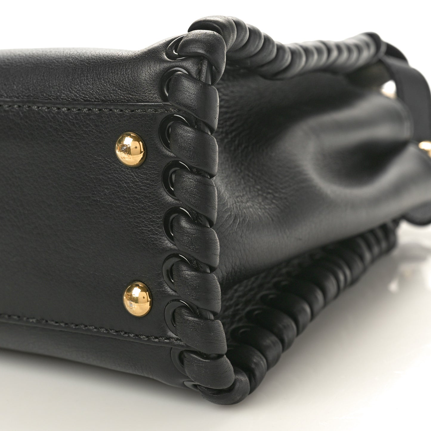 Vitello Seta Lace Up Medium Peekaboo Iconic Satchel Black