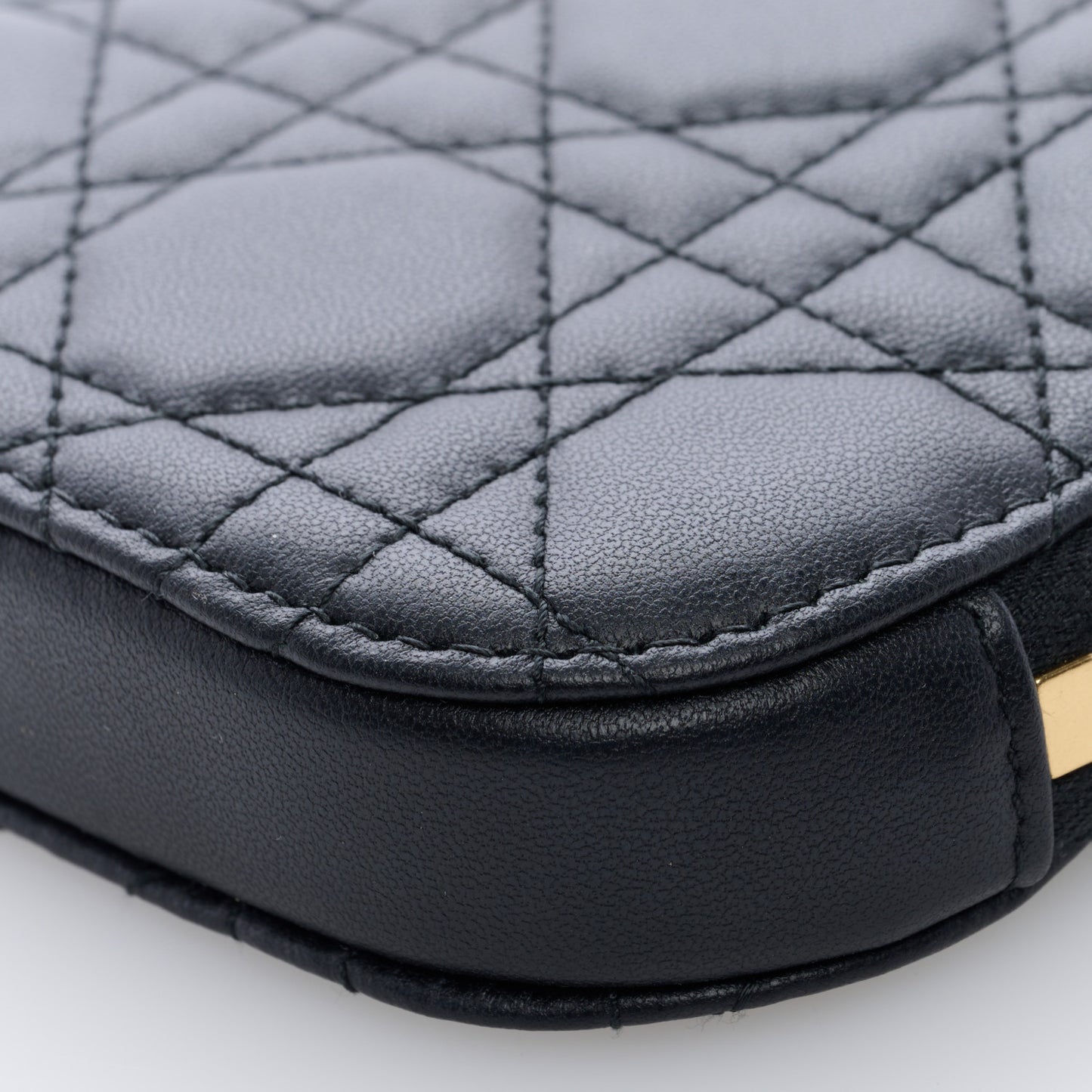 Lambskin Cannage Lady Dior Phone Holder Black