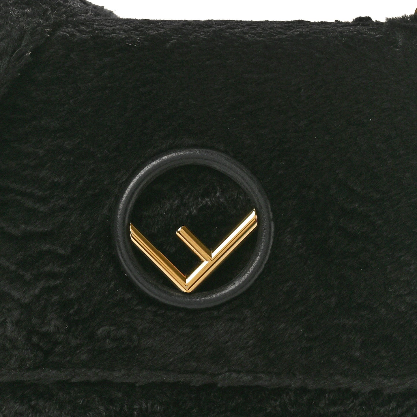 Velluto Astrakan Vitello Dolce F is Fendi Kan I Shoulder Bag Black