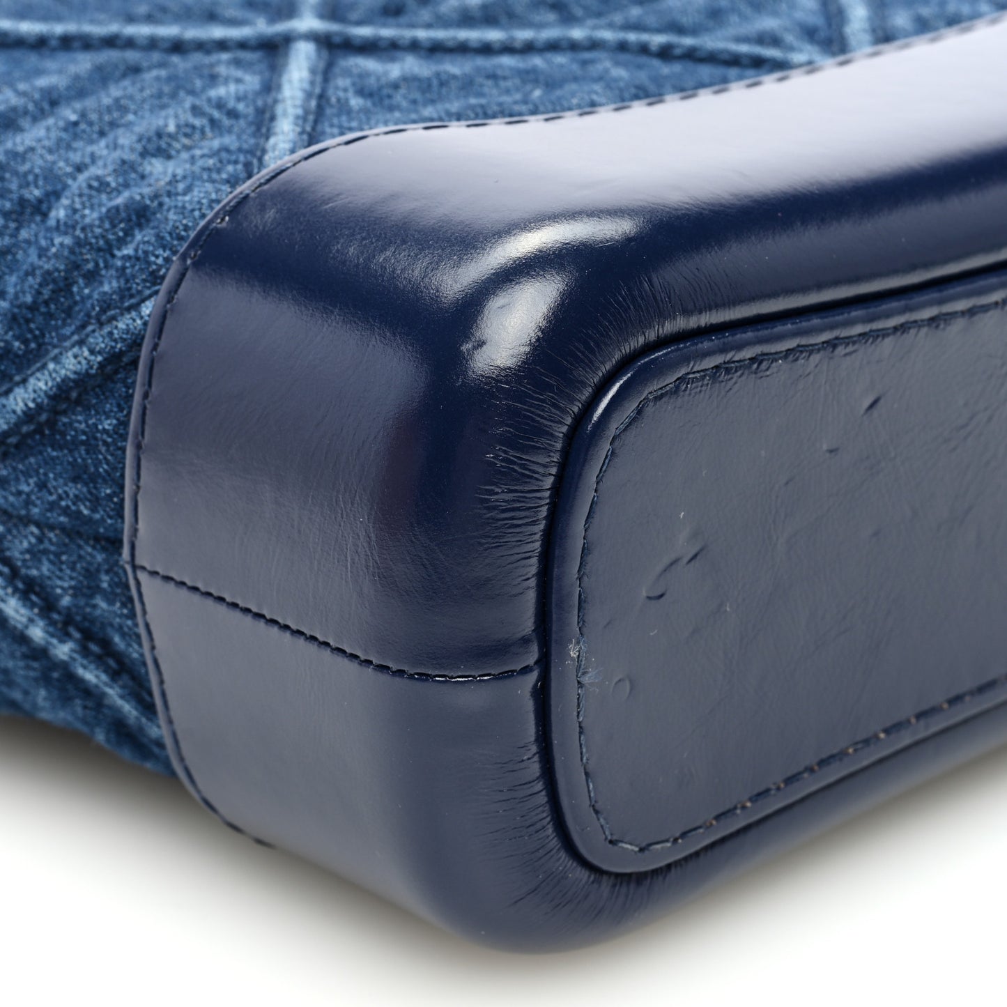Denim Calfskin Quilted Small Gabrielle Logo Hobo Blue
