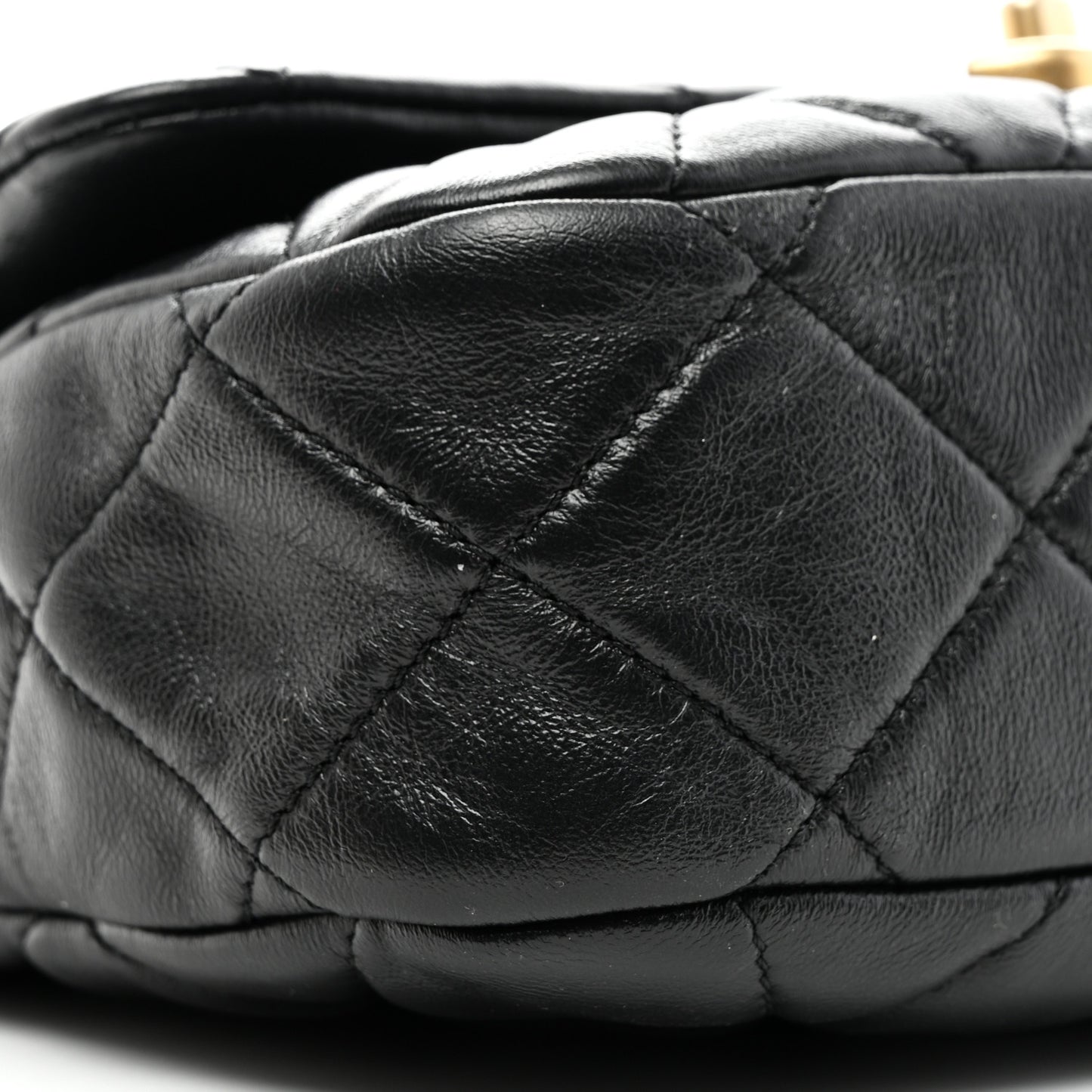 Lambskin Quilted Small Lacquered Chain Flap Black
