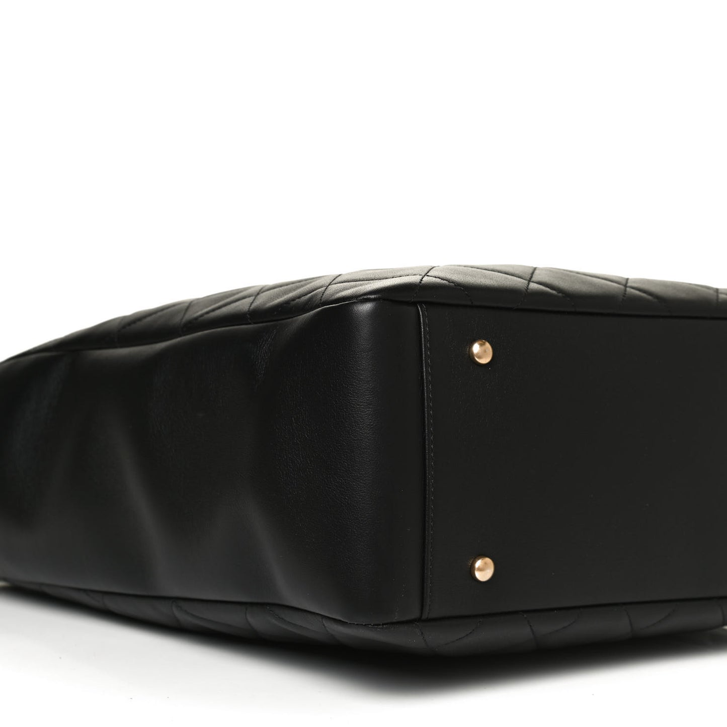 Calfskin Stitched Large Shopping Bag Black