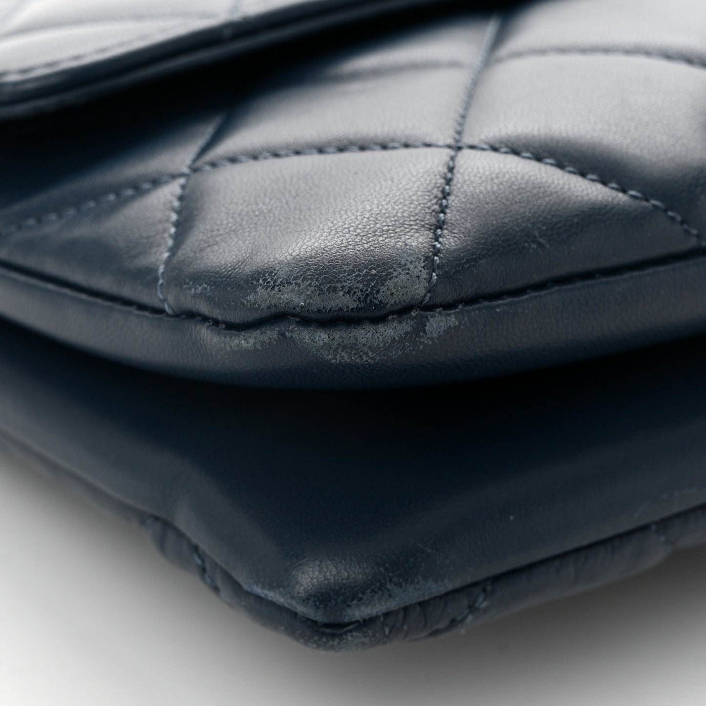 Lambskin Quilted Medium Trendy CC Flap Navy Blue