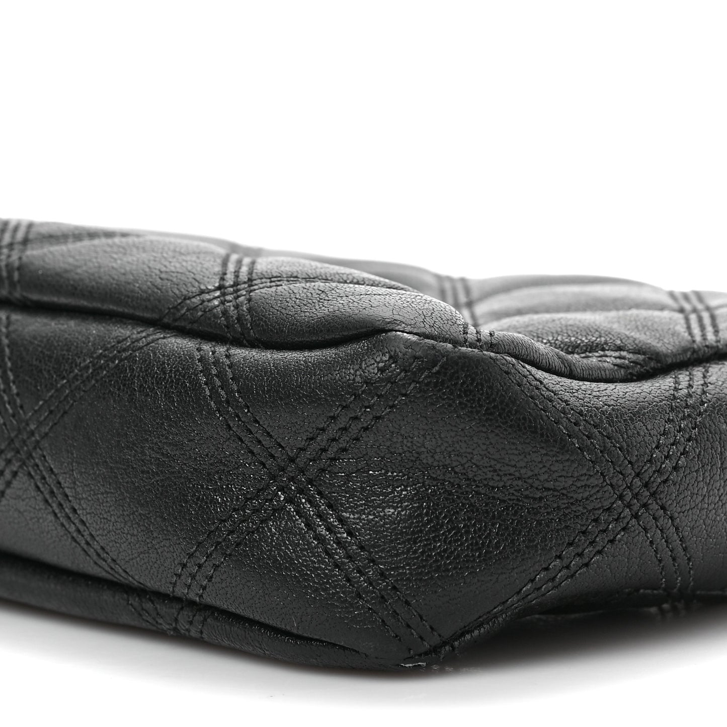 Grained Lambskin Quilted Mini Becky Double Zip Bag Black