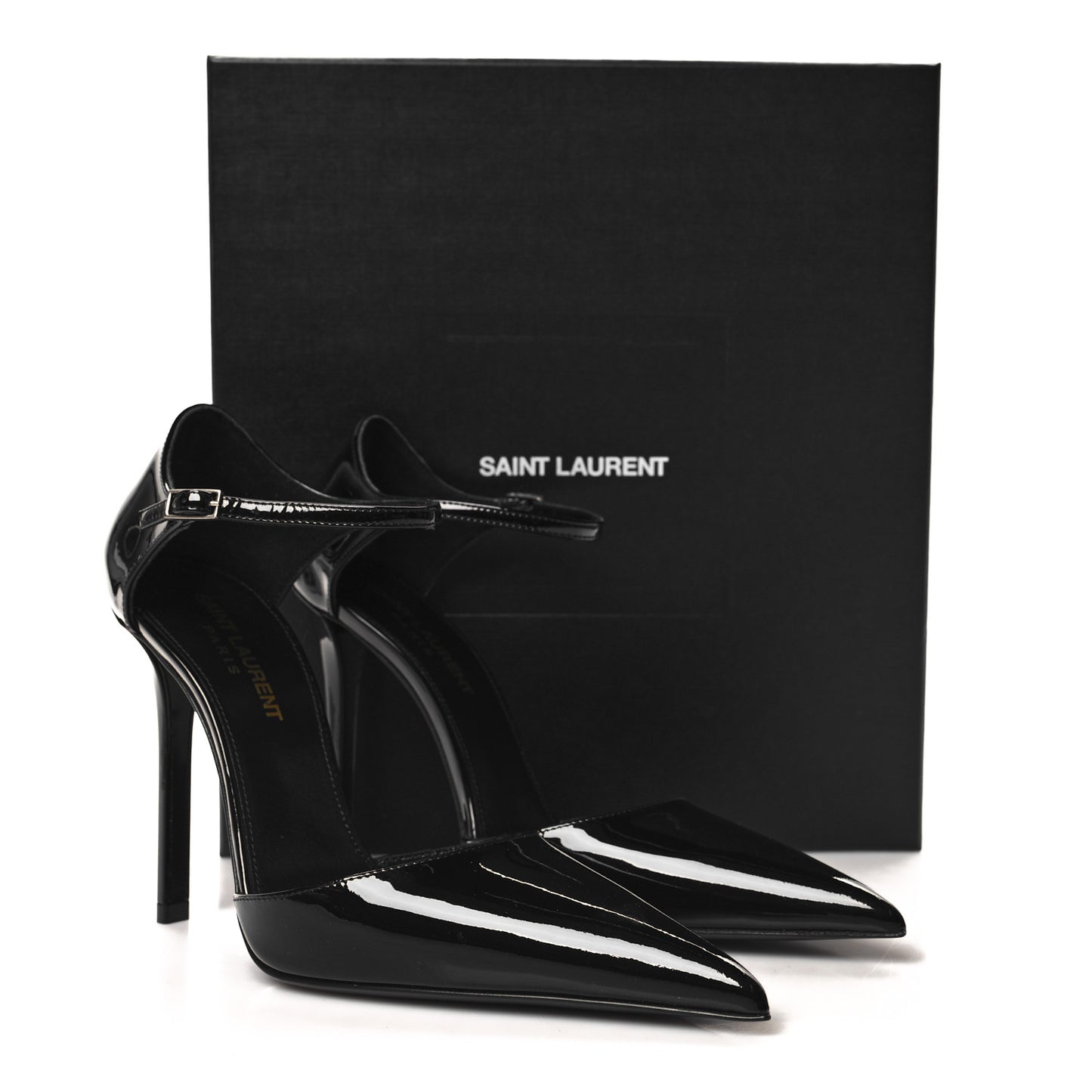 Patent Avenue 110 Ankle Strap Pointed Pumps 36 Black