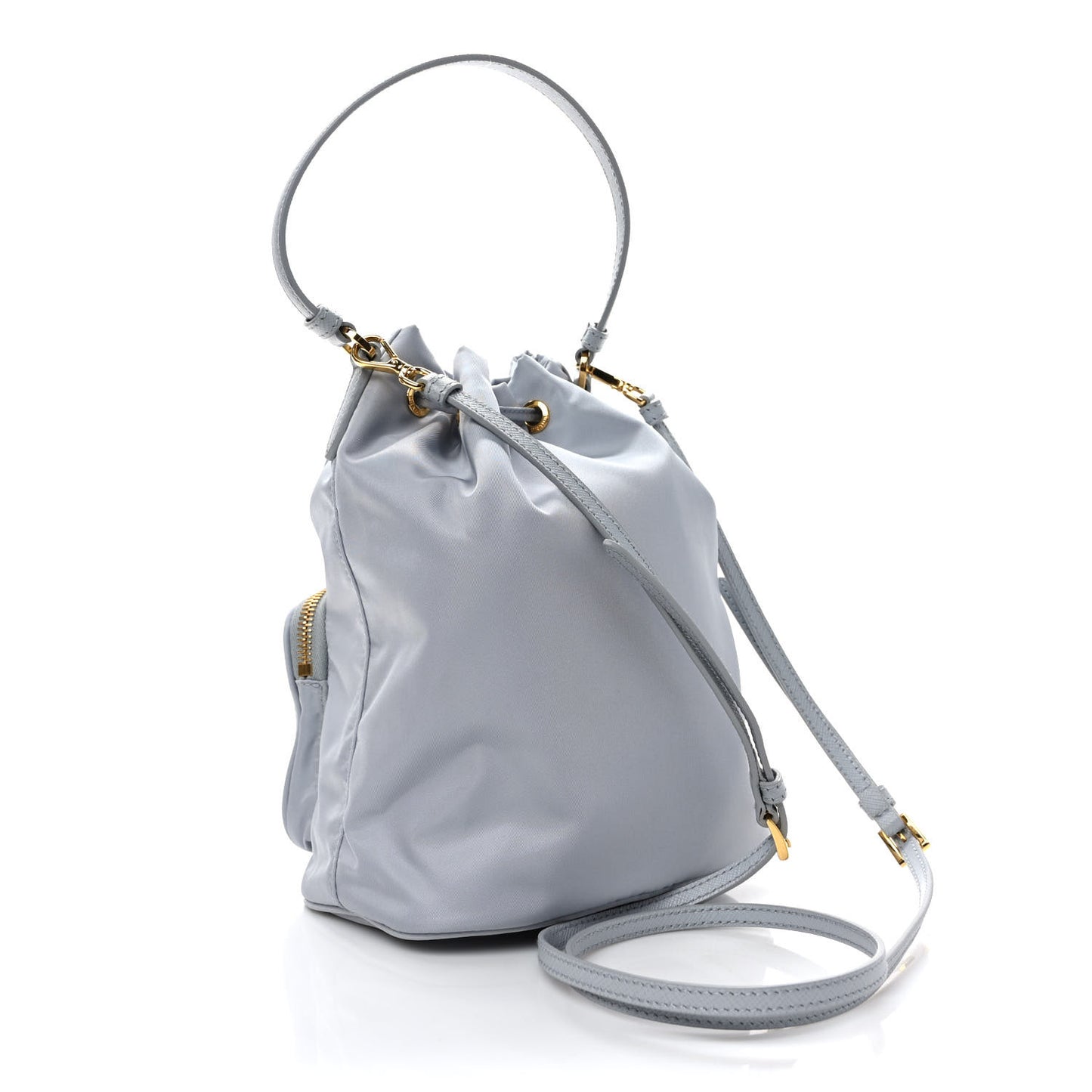 Re-Nylon Saffiano Duet Bucket Crossbody Bag Fiordaliso