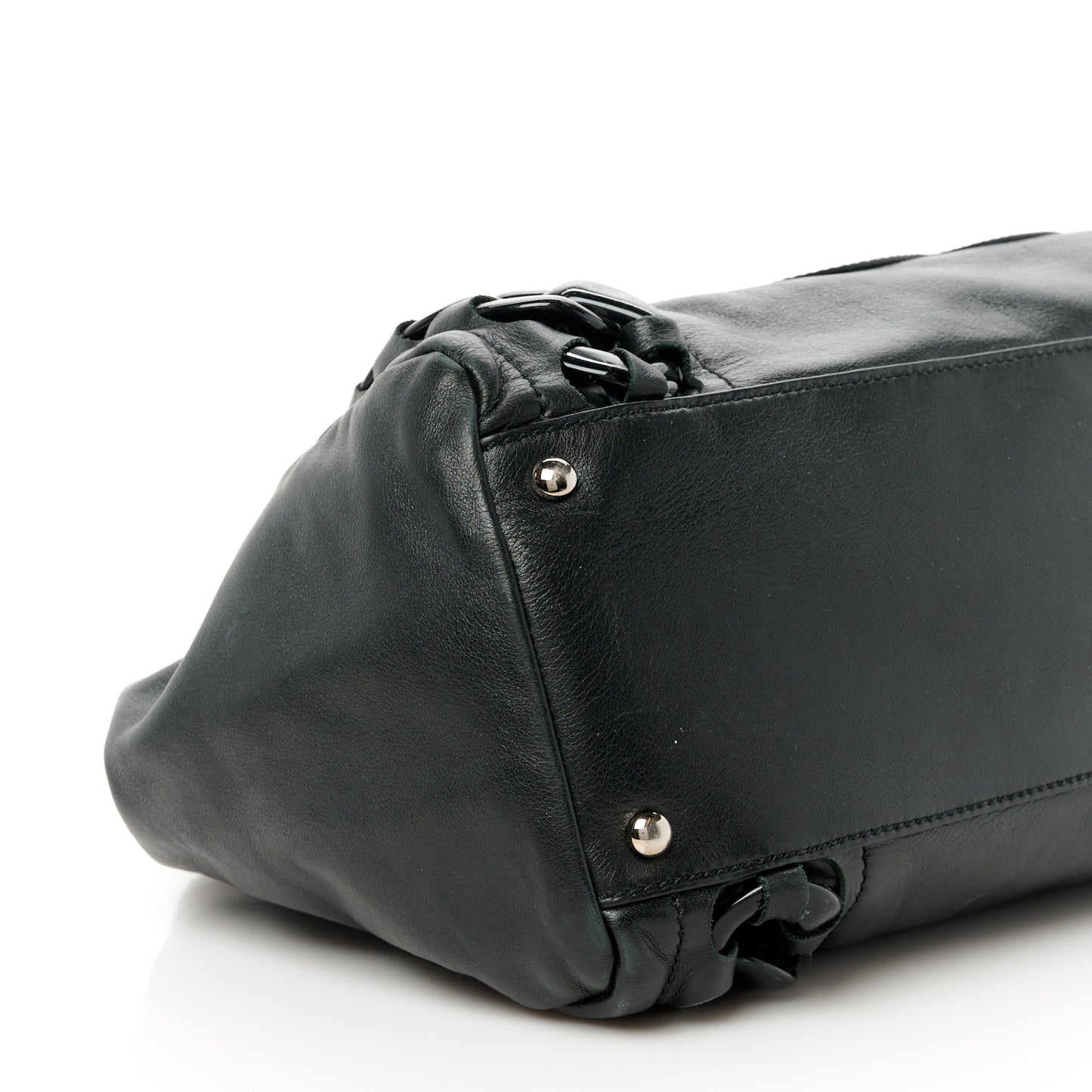 Calfskin Modern Chain Rhodoid East West Tote Black