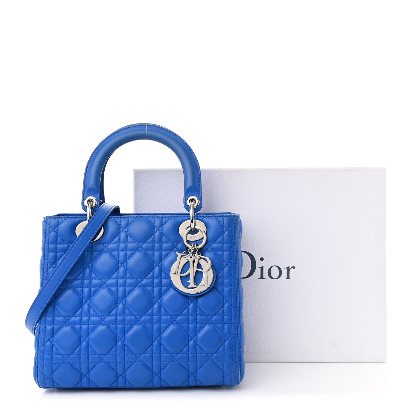 Lambskin Cannage Medium Lady Dior Blue