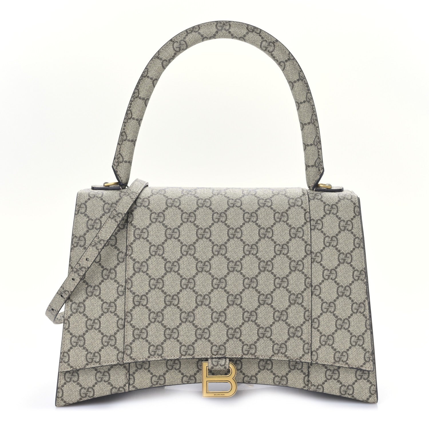 Balenciaga X GUCCI GG Supreme Monogram Medium Hourglass Top Handle Bag Beige Ebony 1 of 8