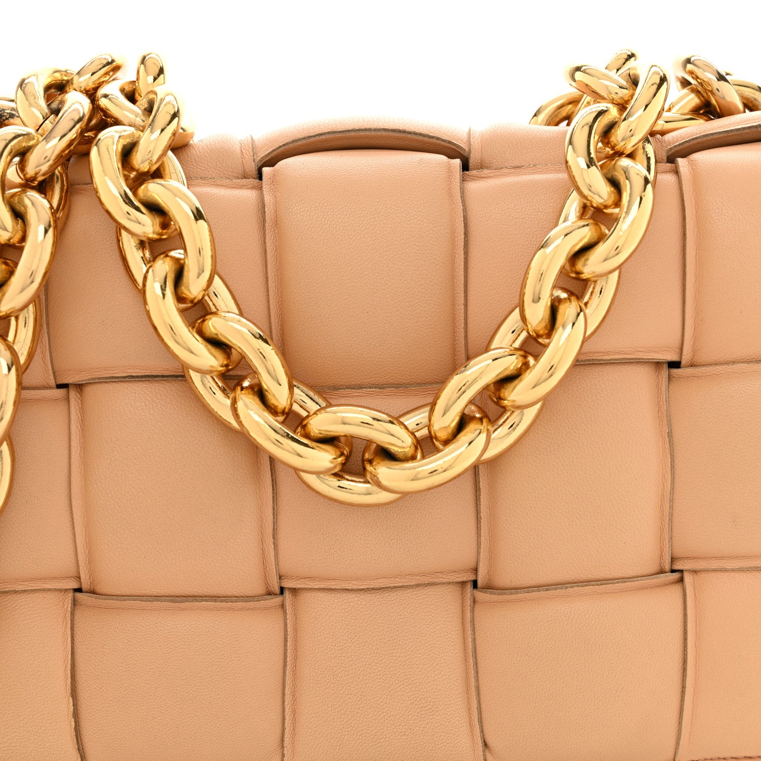 Bottega Veneta Lambskin Maxi Intreccio Padded Chain Cassette Crossbody Bag Almond 8 of 13