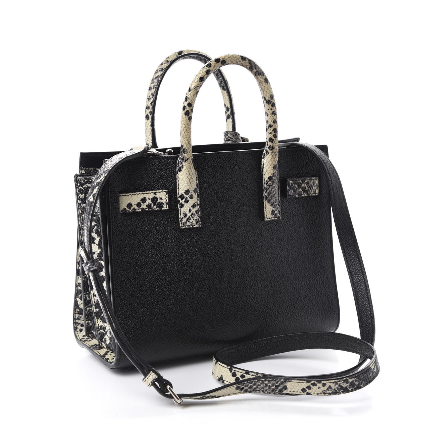 Grained Calfskin Python Embossed Nano Sac De Jour Black