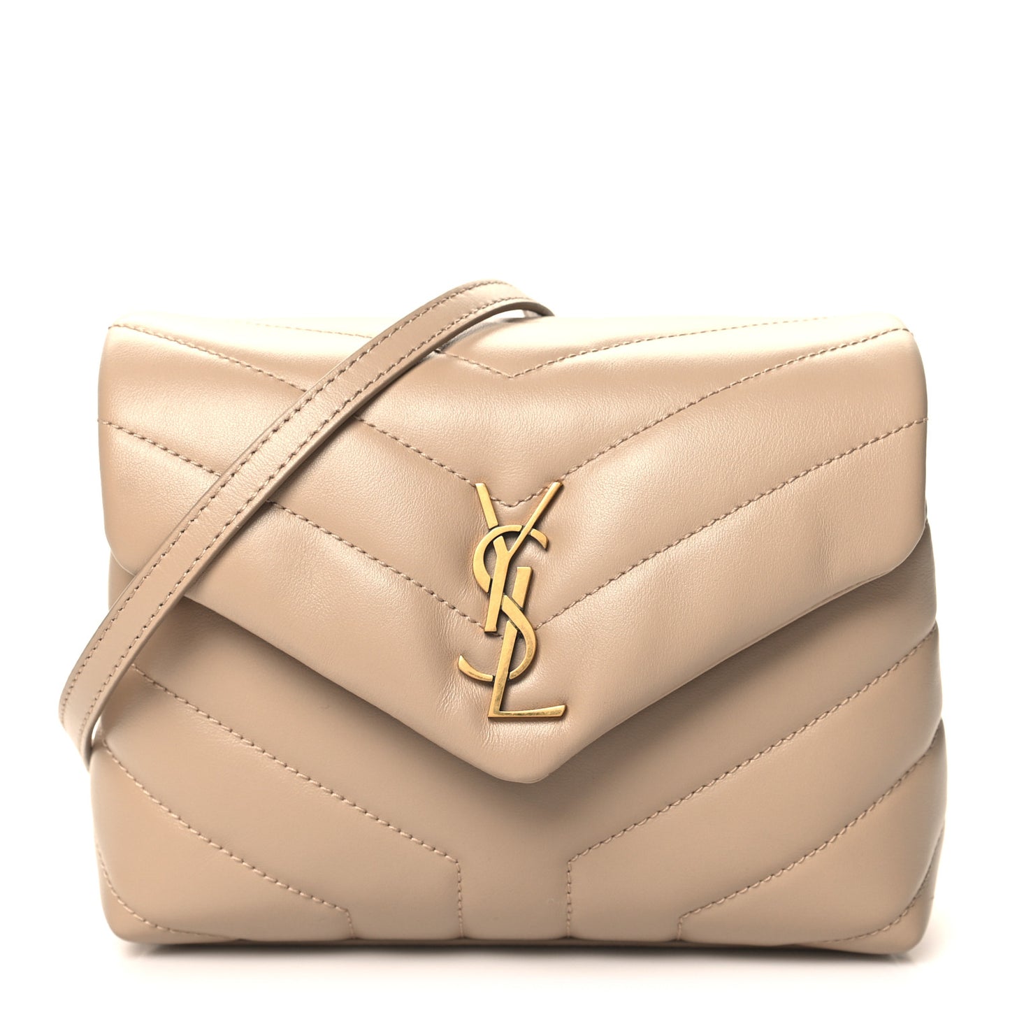 Calfskin Y Quilted Monogram Toy Loulou Crossbody Bag Dark Beige