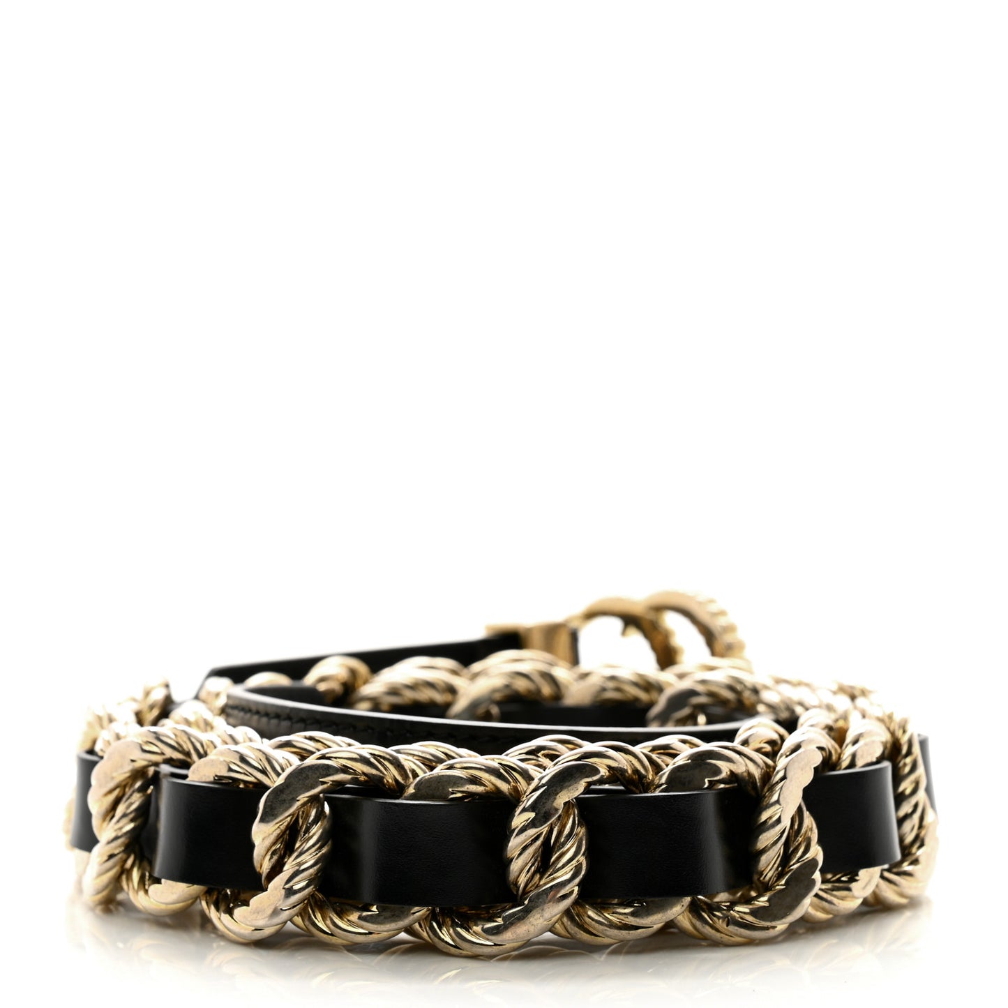 Calfskin Torchon Double G Chain 25mm Belt 90 36 Black