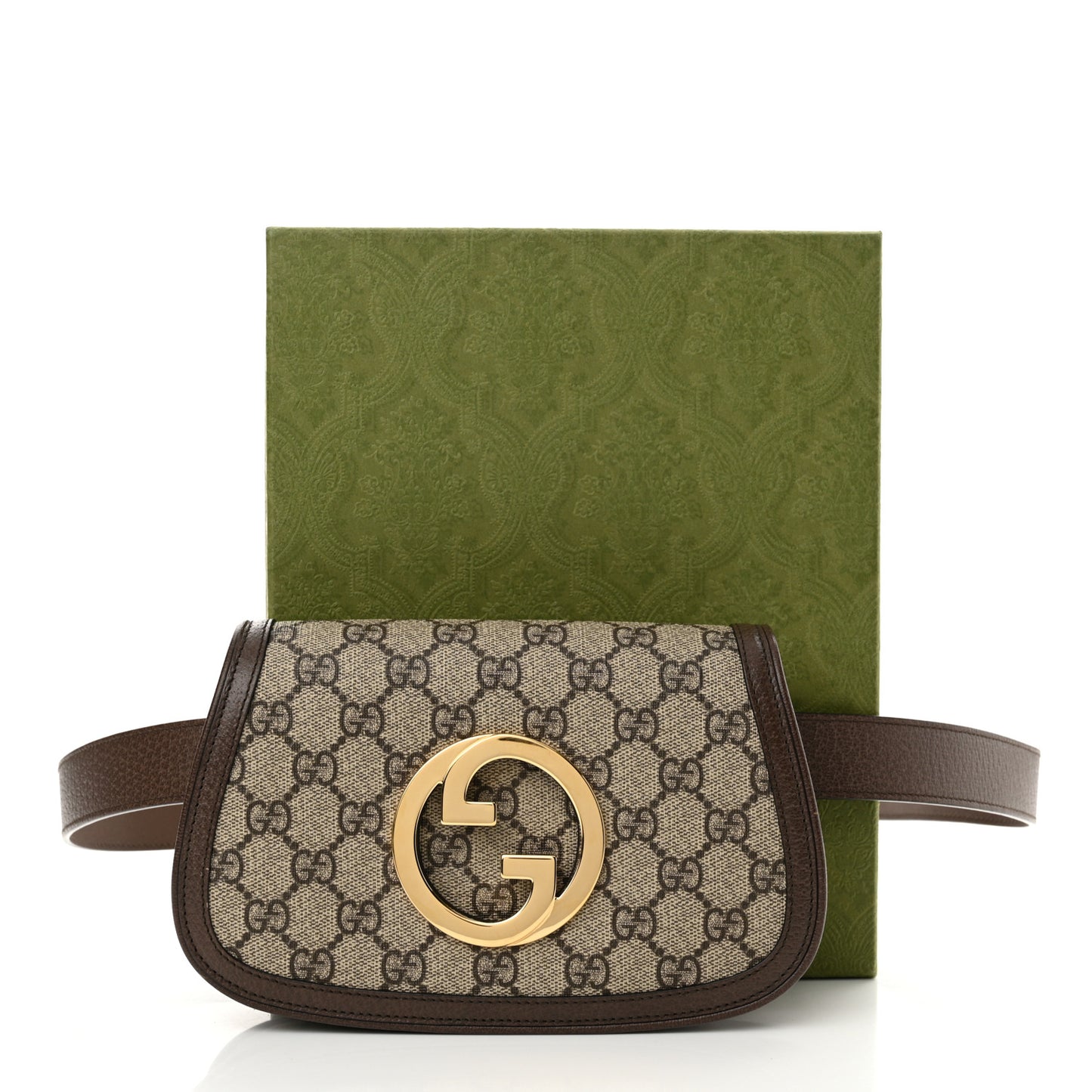 GG Supreme Monogram Textured Dollar Calfskin Blondie Belt Bag 120 48 Beige Ebony New Acero