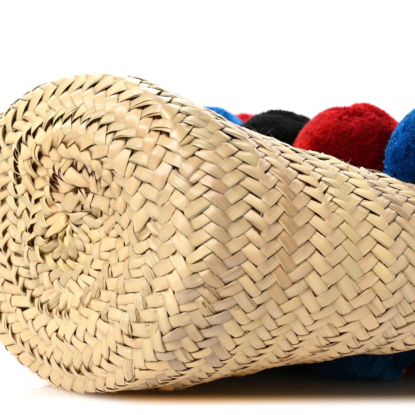 Woven Straw Pompom Loubishore Tote Naturel Multicolor Biscotto