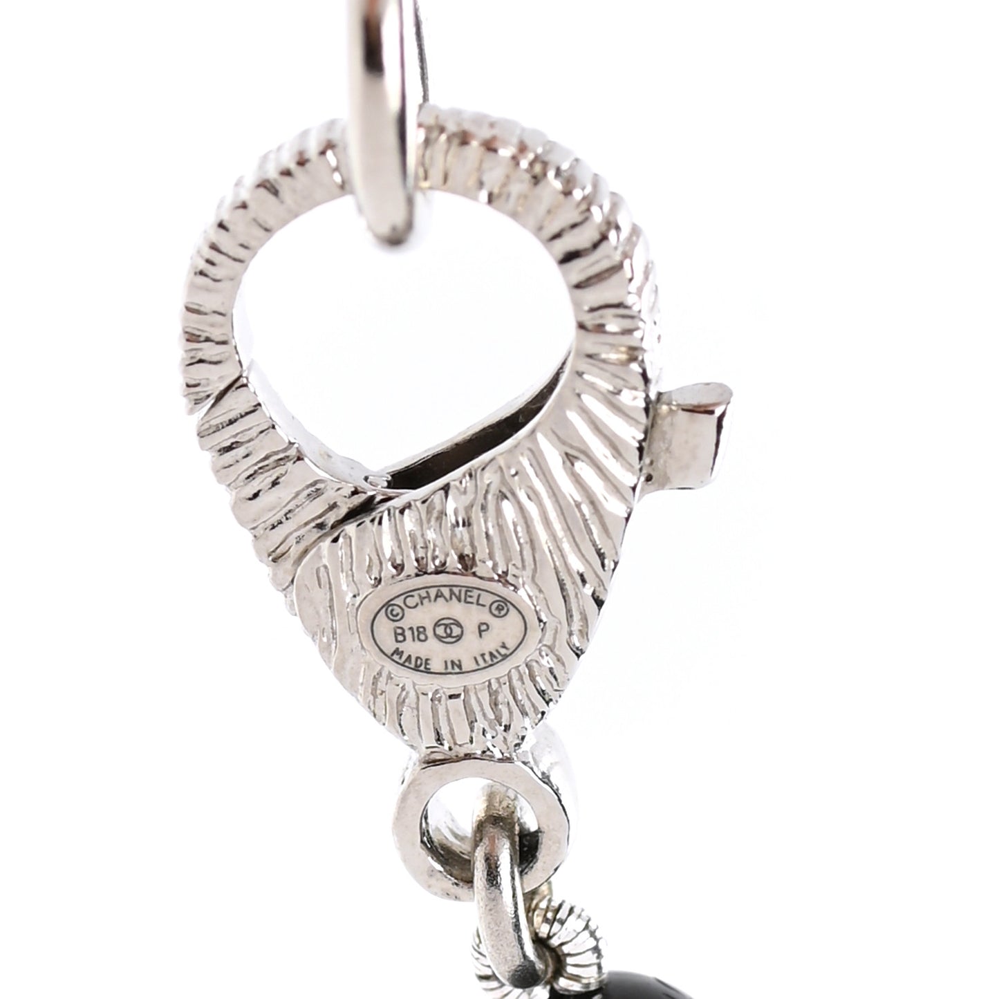 Ruthenium Crystal Baguette Pearl Beaded CC Long Necklace Black Grey