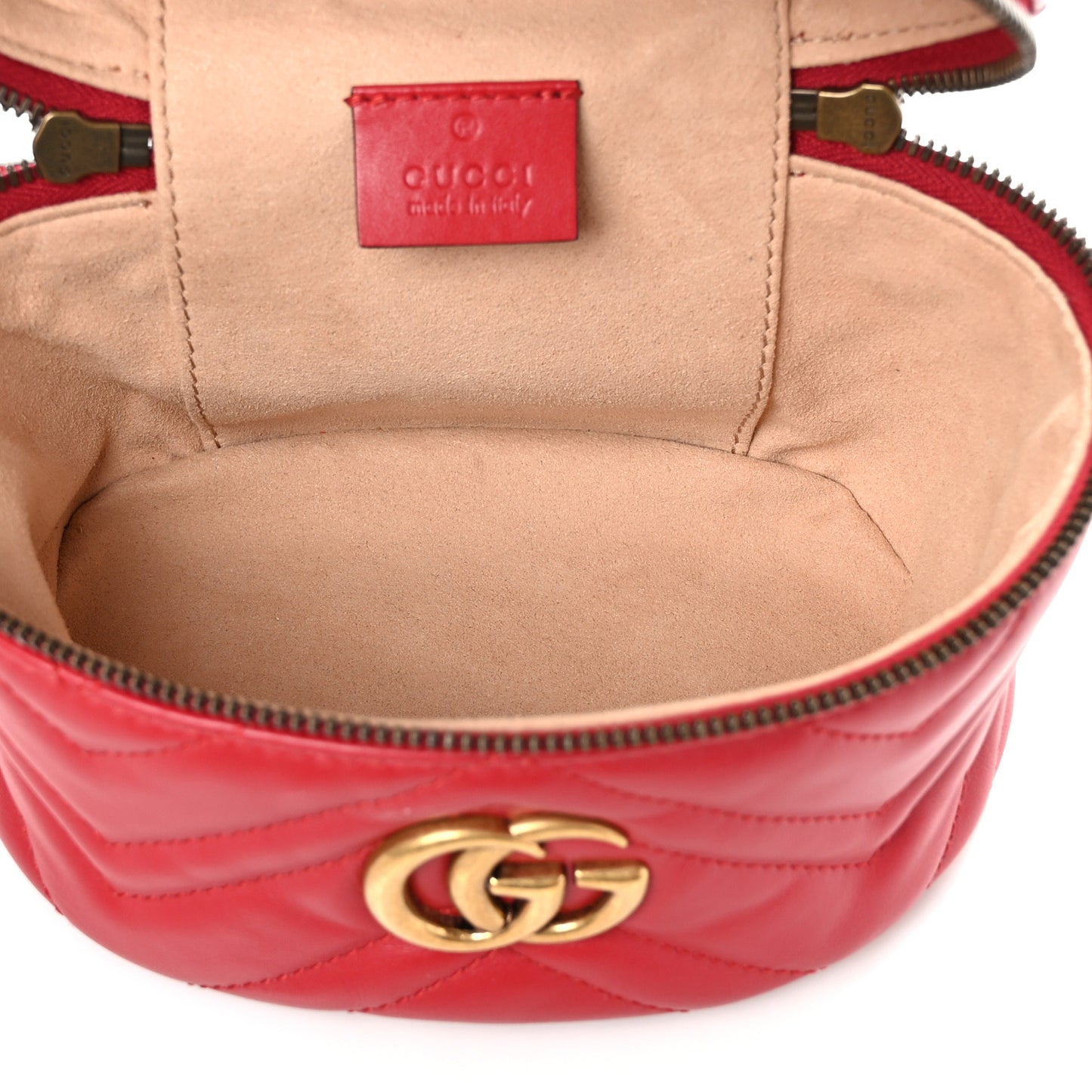 Calfskin Matelasse Mini GG Marmont Round Backpack Hibiscus Red
