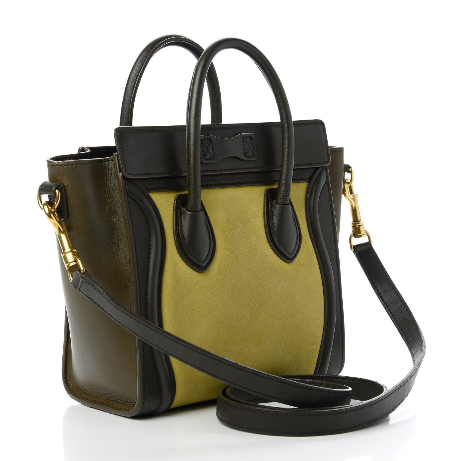 Celine Nubuck Smooth Calfskin Nano Tri-Color Luggage Chartreuse 3 of 10
