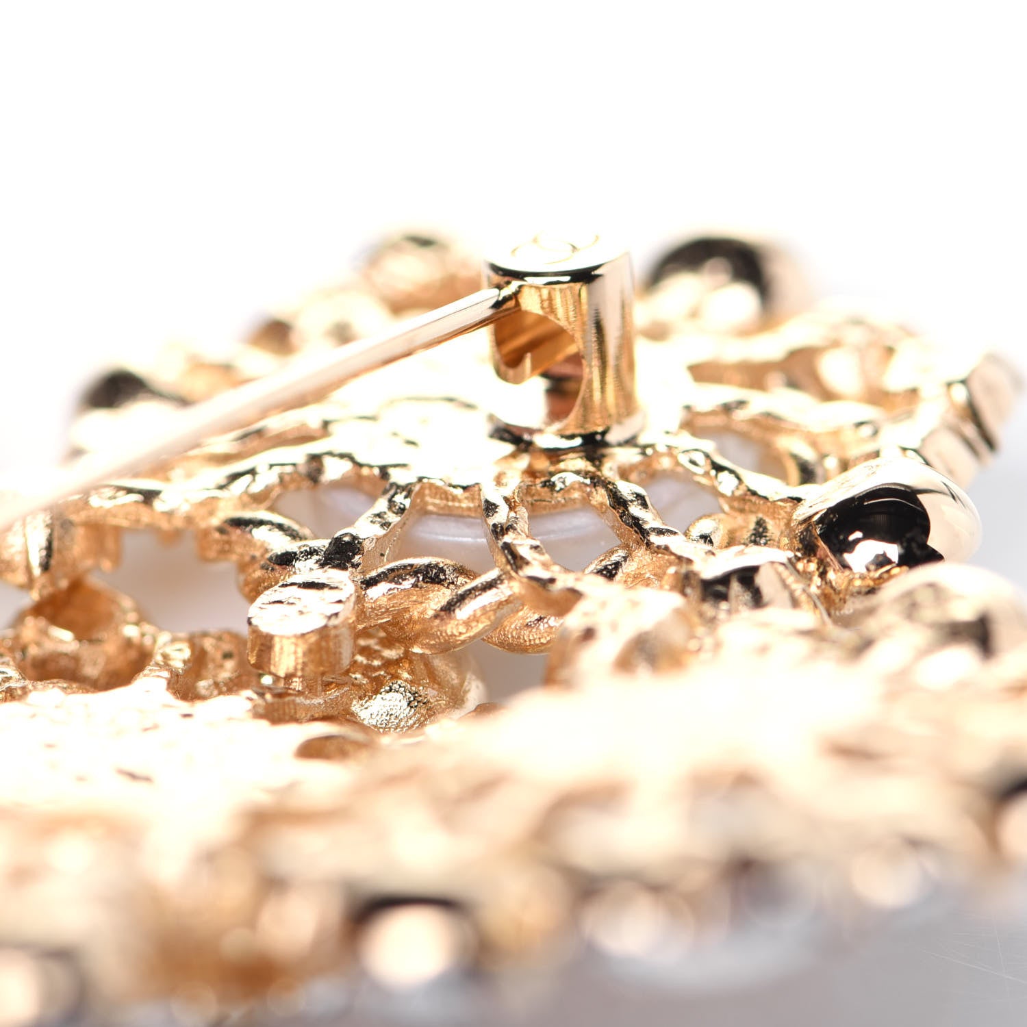 Chanel Pearl Crystal CC-Casino Brooch Gold 4 of 7
