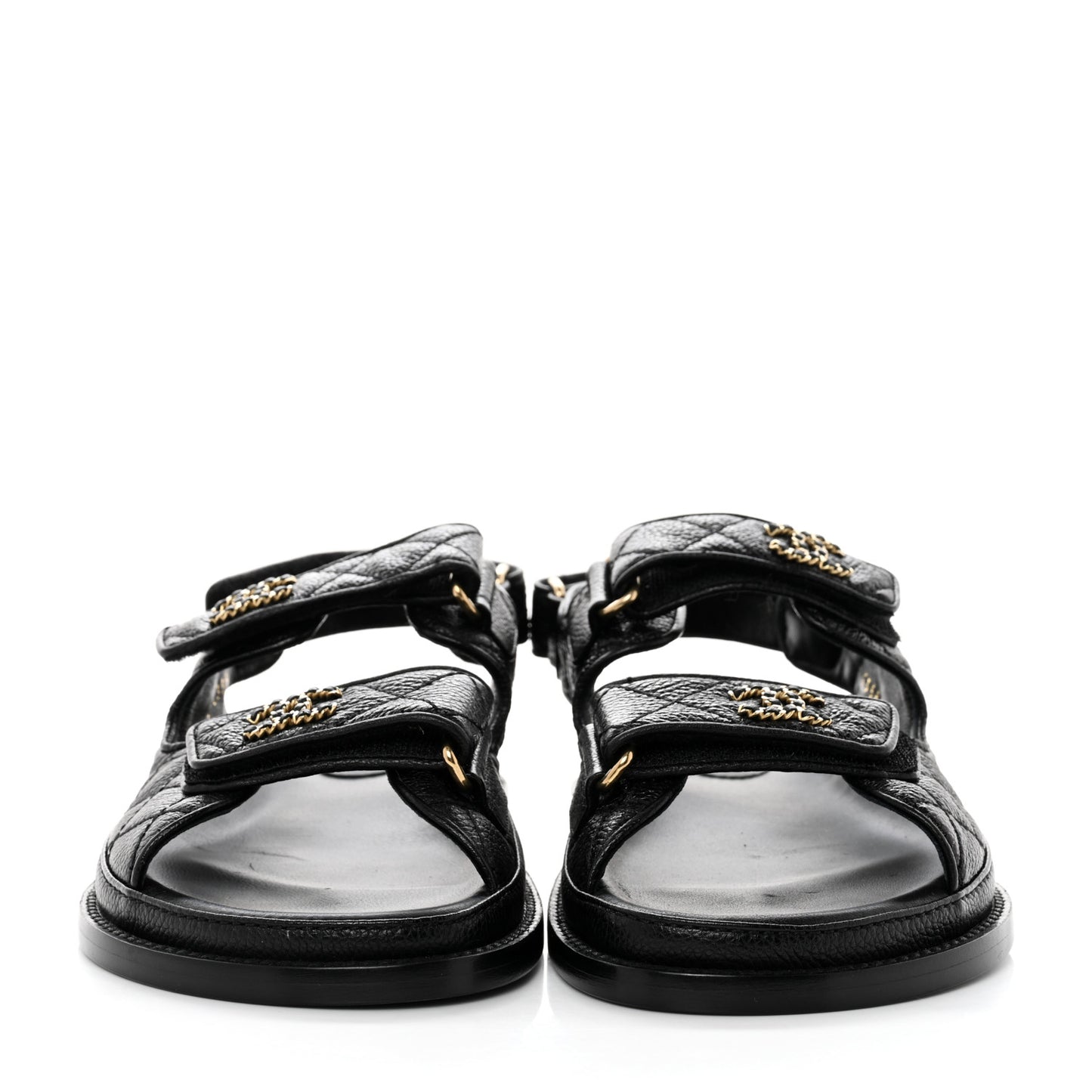 Grained Calfskin Velcro Dad Sandals 36.5 Black