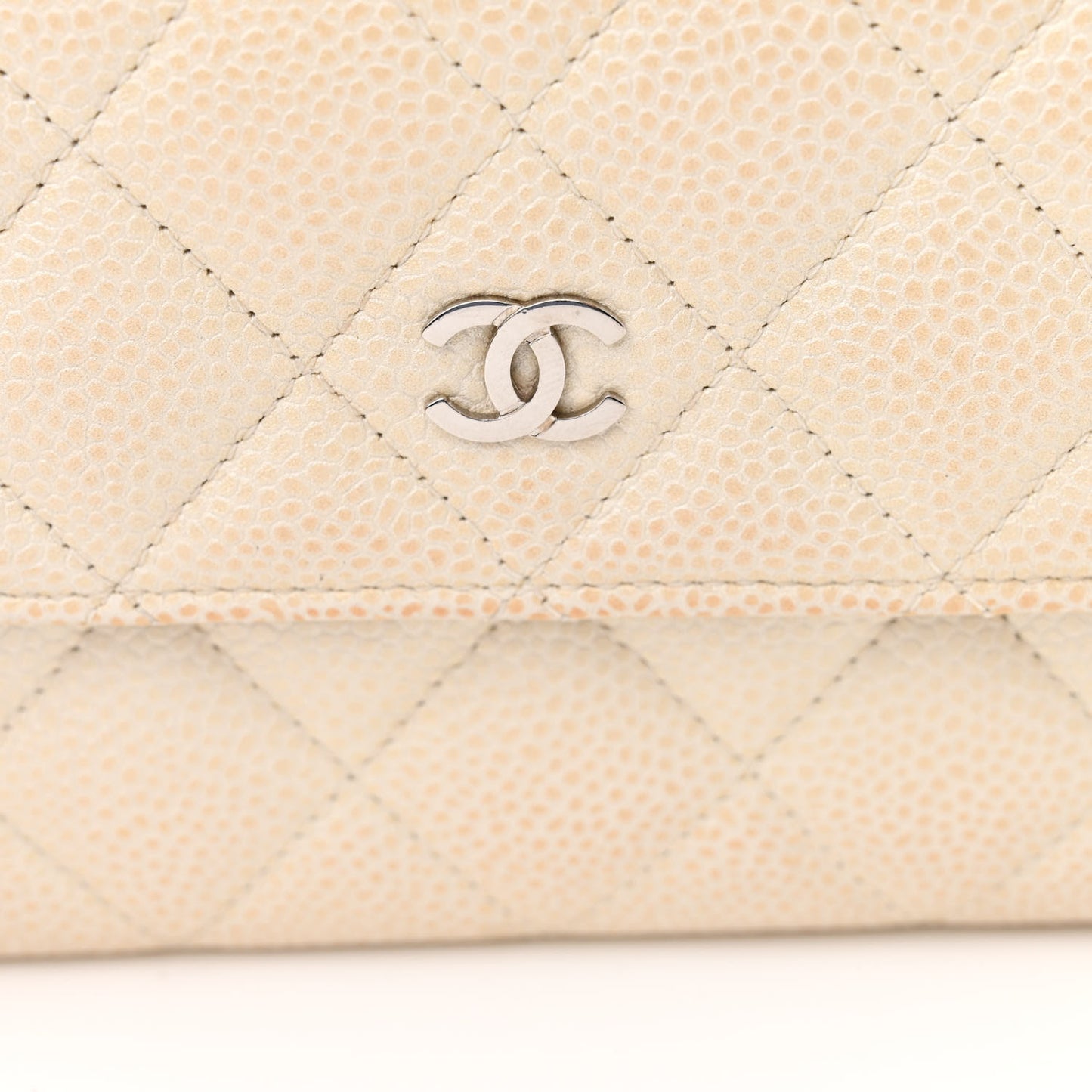 Caviar Quilted Large Flap Wallet Ivory