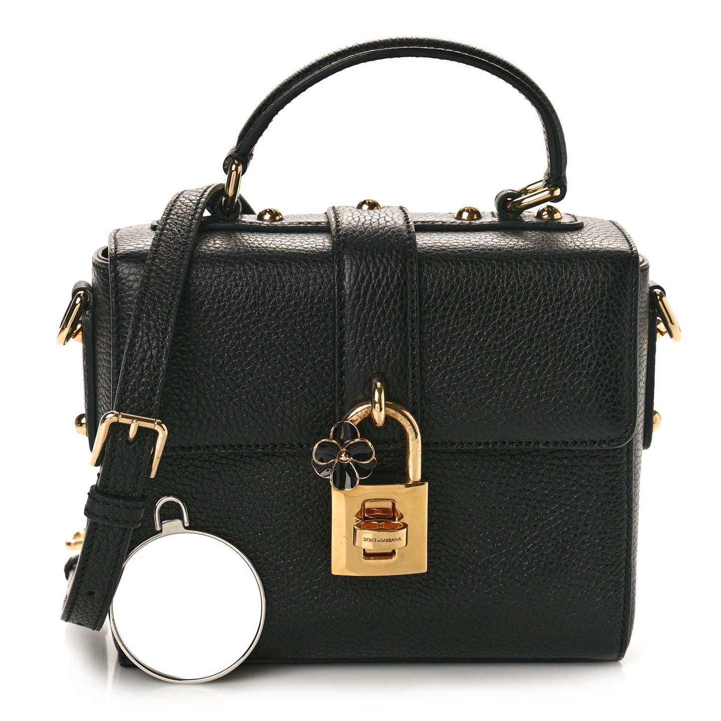 DOLCE GABBANA Calfskin Miss Bonita Top Handle Bag Black