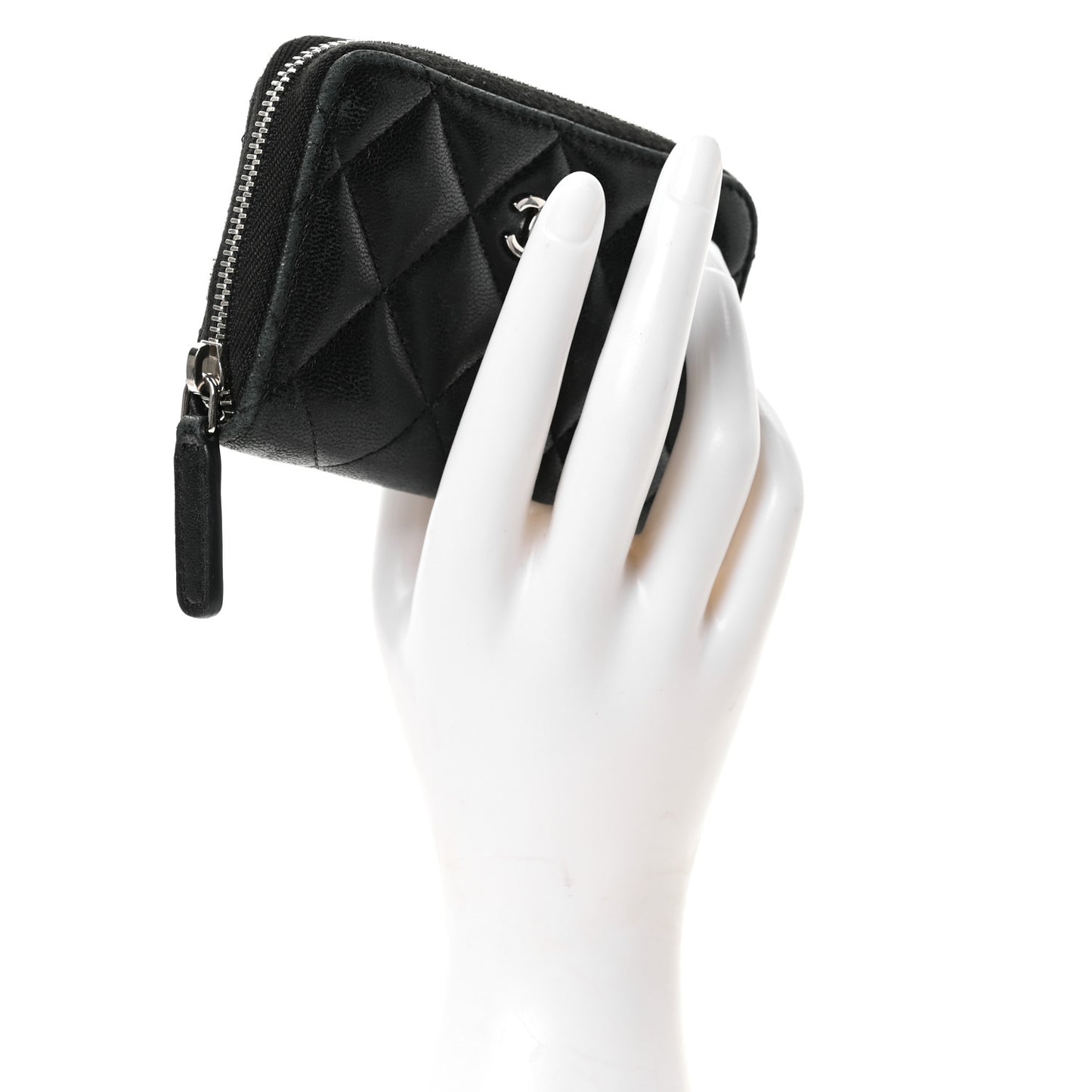 Lambskin Quilted Zip Coin Purse Black