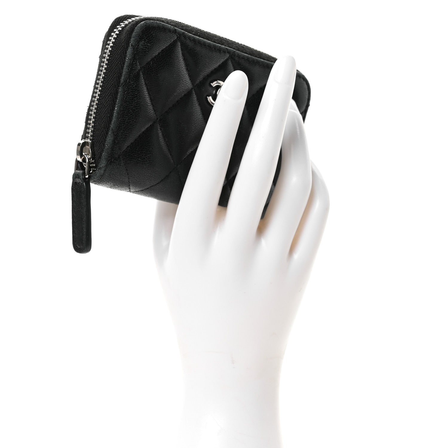 Chanel Lambskin Quilted Zip Coin Purse Black 2 of 10