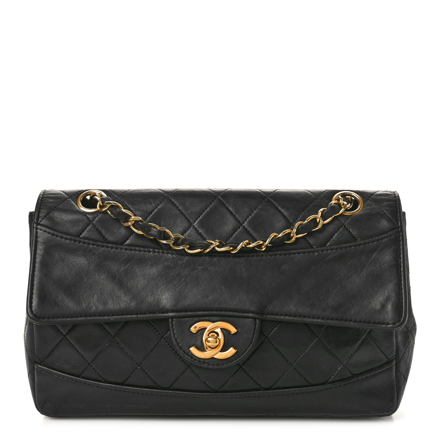 Lambskin Quilted Small Single Flap Black