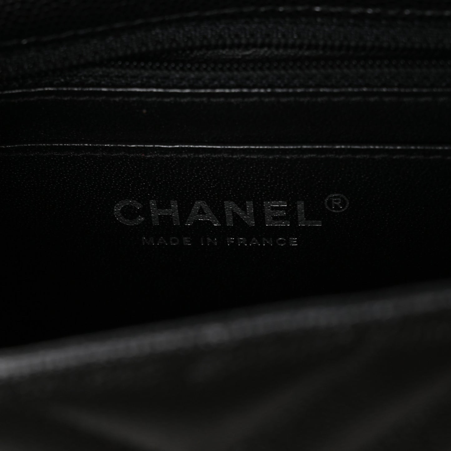 Caviar Chevron Quilted Mini Rectangular Flap Black