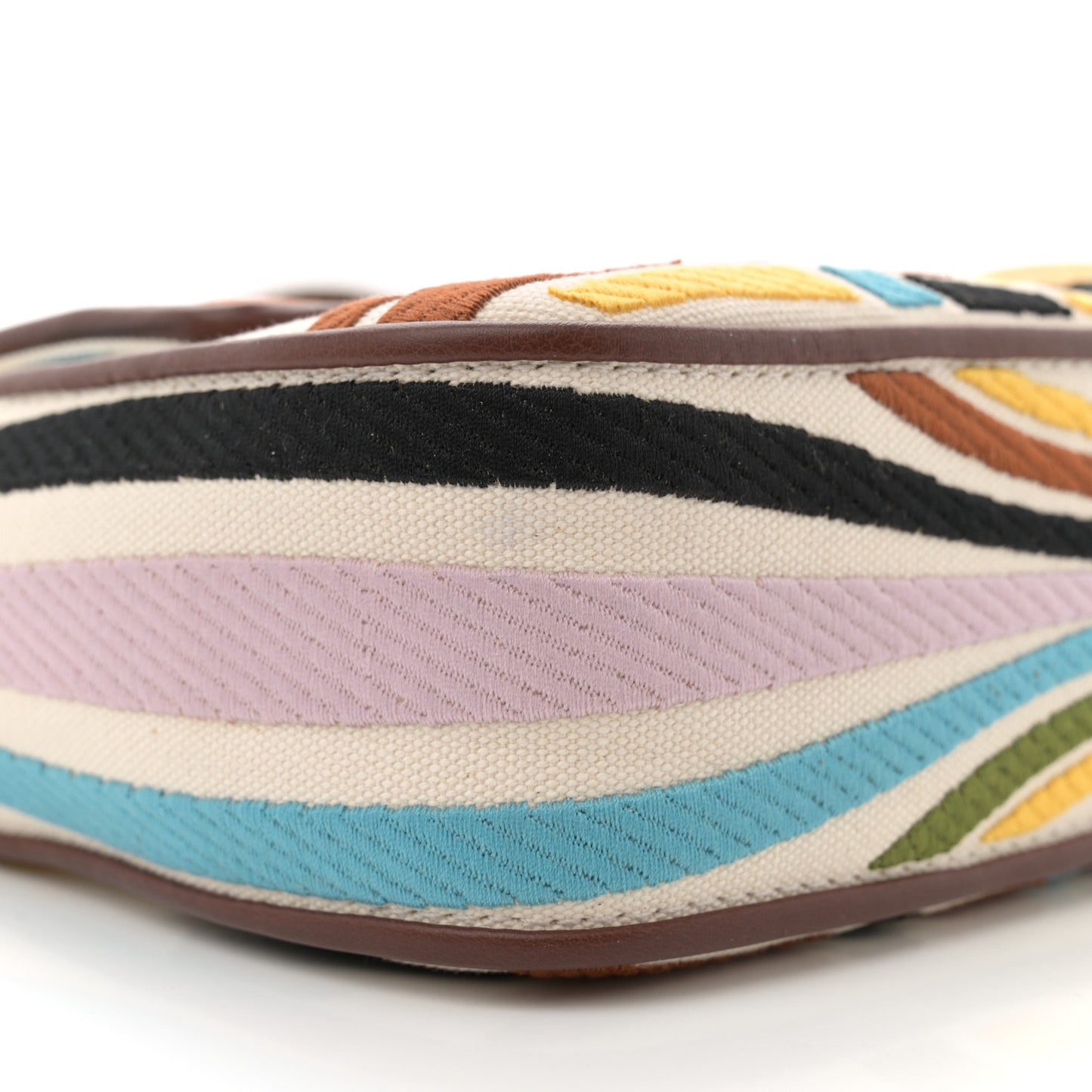 X SARA COLEMAN Canvas Vitello King Seta FF Fish Eye Embroidered Baguette Grezzo Multicolor Ghianda