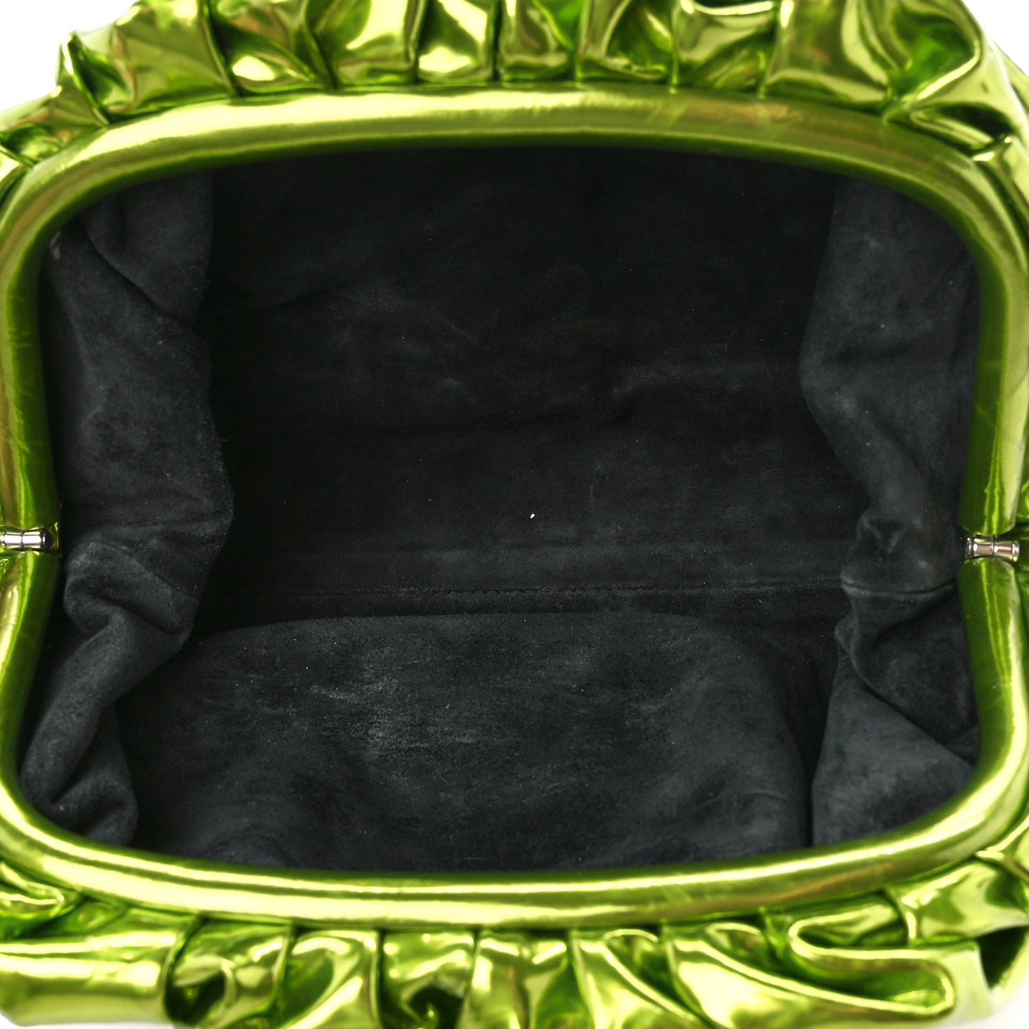 Metallic Crushed Calfskin Teen Pouch Chlorophyll