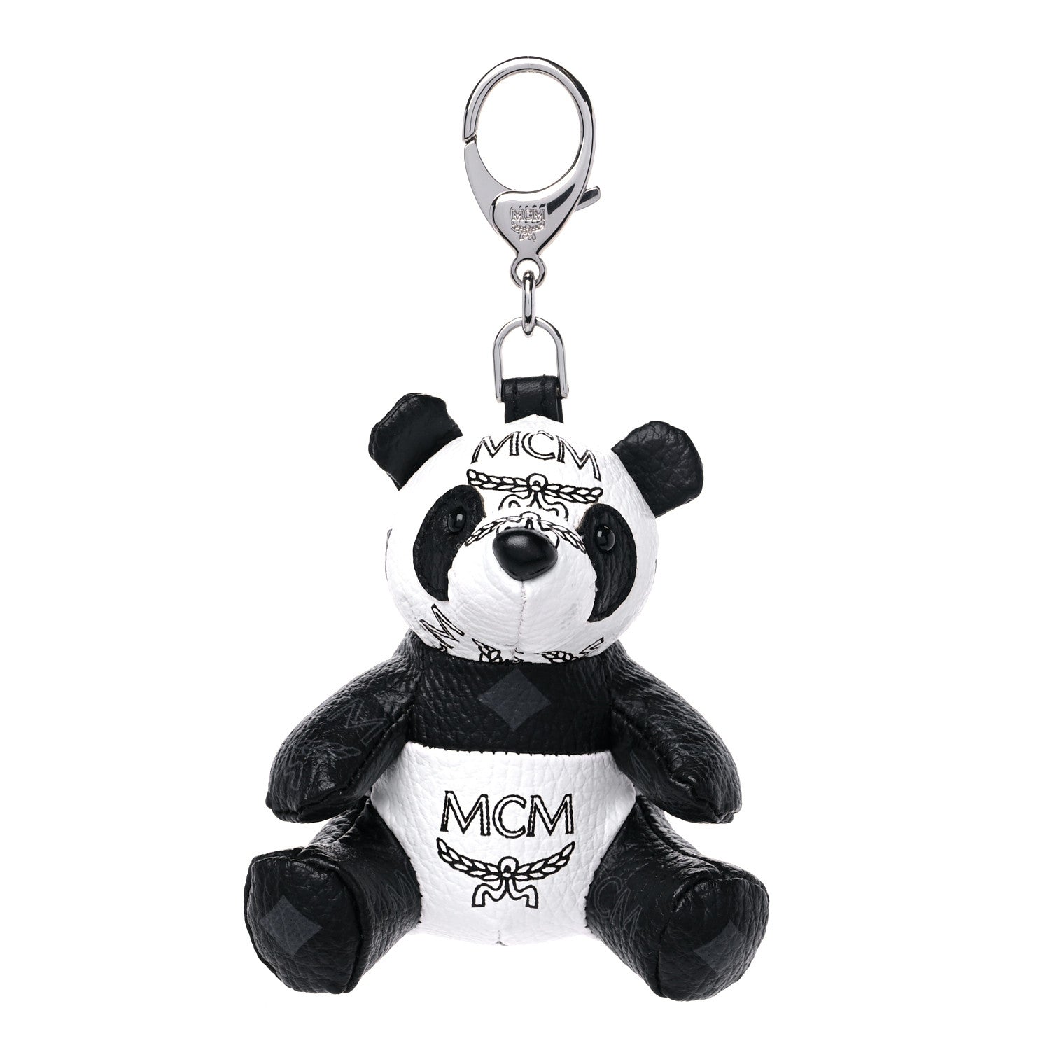 MCM Visetos Panda Animal Key Ring Bag Charm Black White 1122426