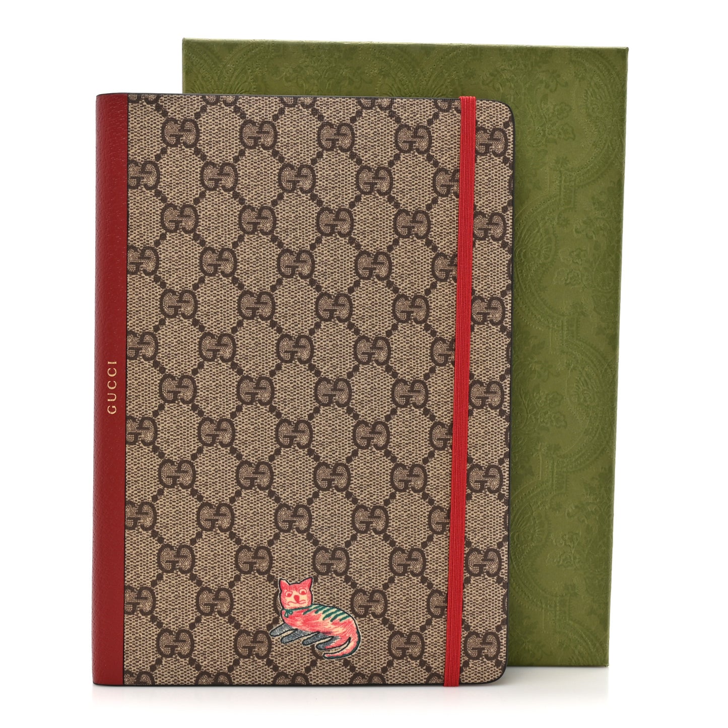 GG Supreme Monogram Pattern Red Cat Notebook Beige Multicolor New Acero
