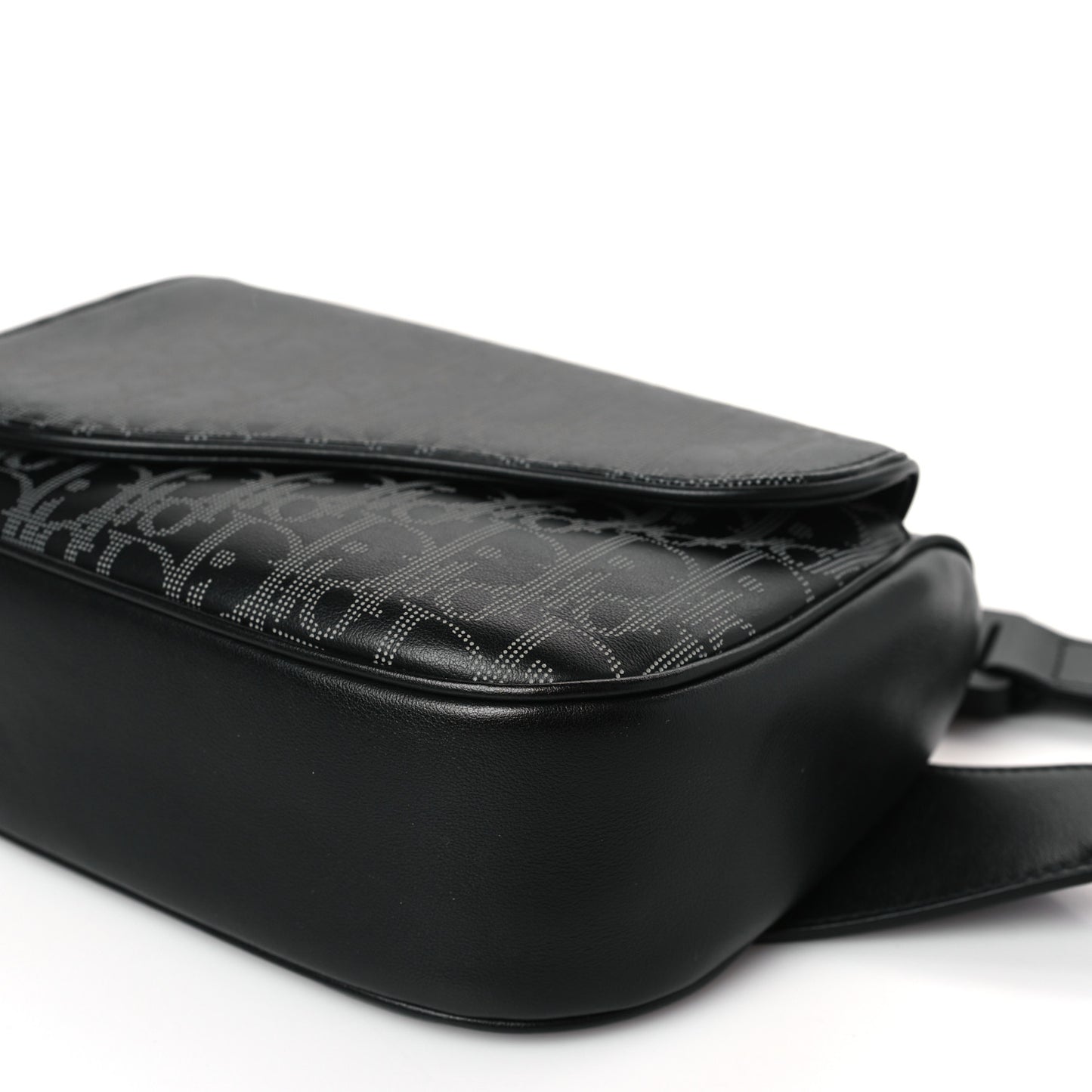 Galaxy Calfskin Oblique World Tour Saddle Belt Bag Black