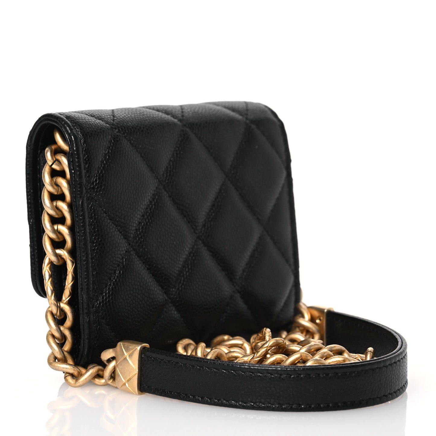 Caviar Quilted Mini Bracelet On Chain Wallet On Chain WOC Black