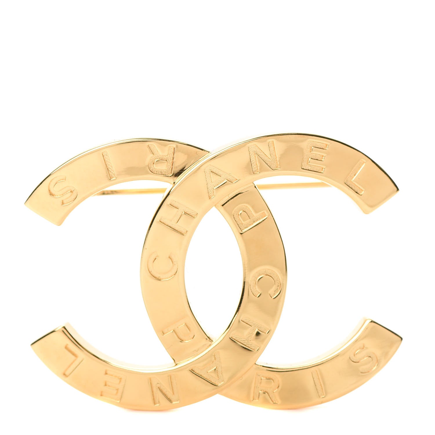 Chanel Metal Paris Button CC Large Brooch Gold 1 of 5