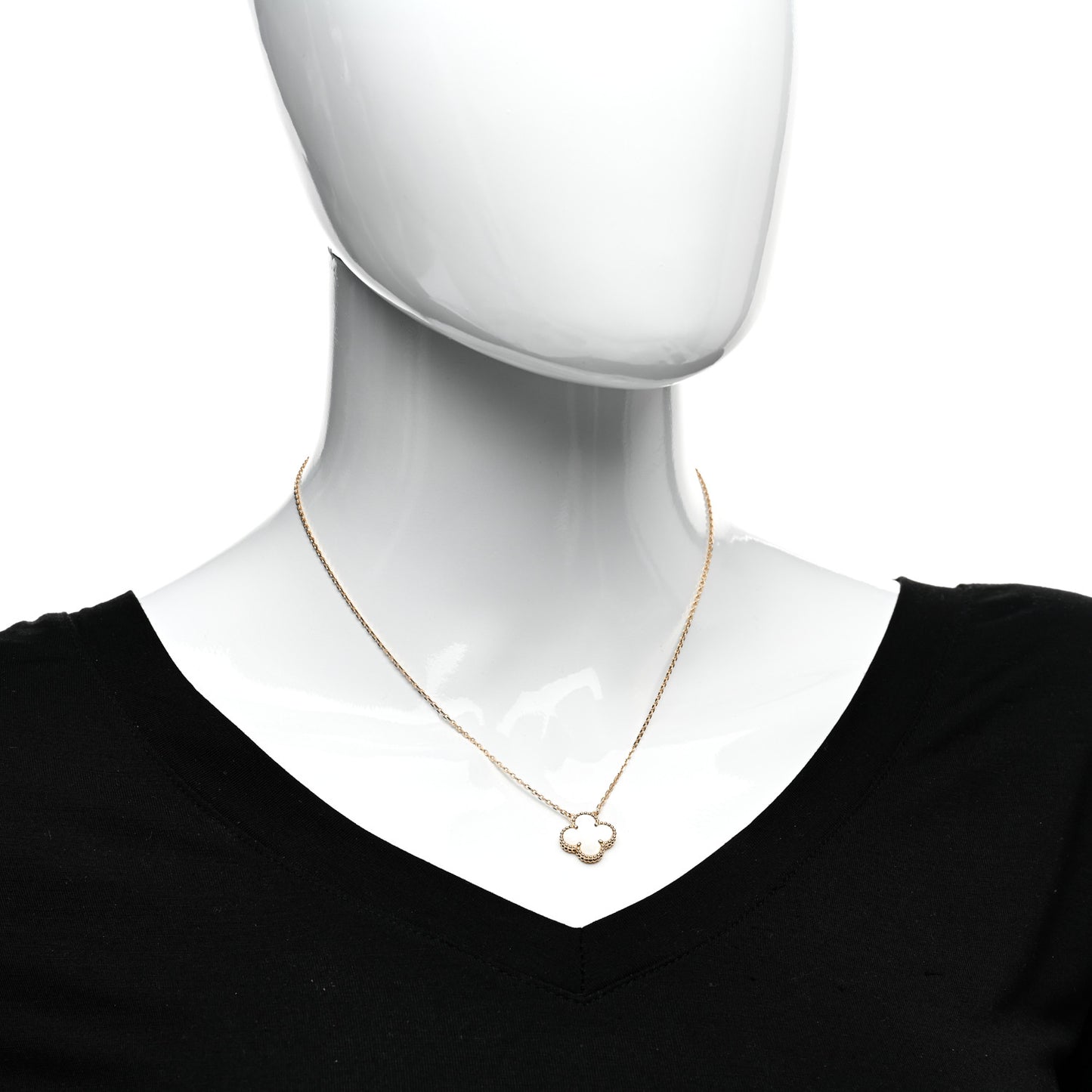 18K Yellow Gold Mother of Pearl Vintage Alhambra Pendant Necklace