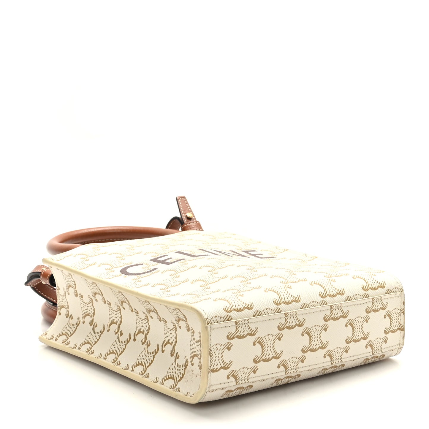 Triomphe Canvas Calfskin Mini Vertical Cabas White