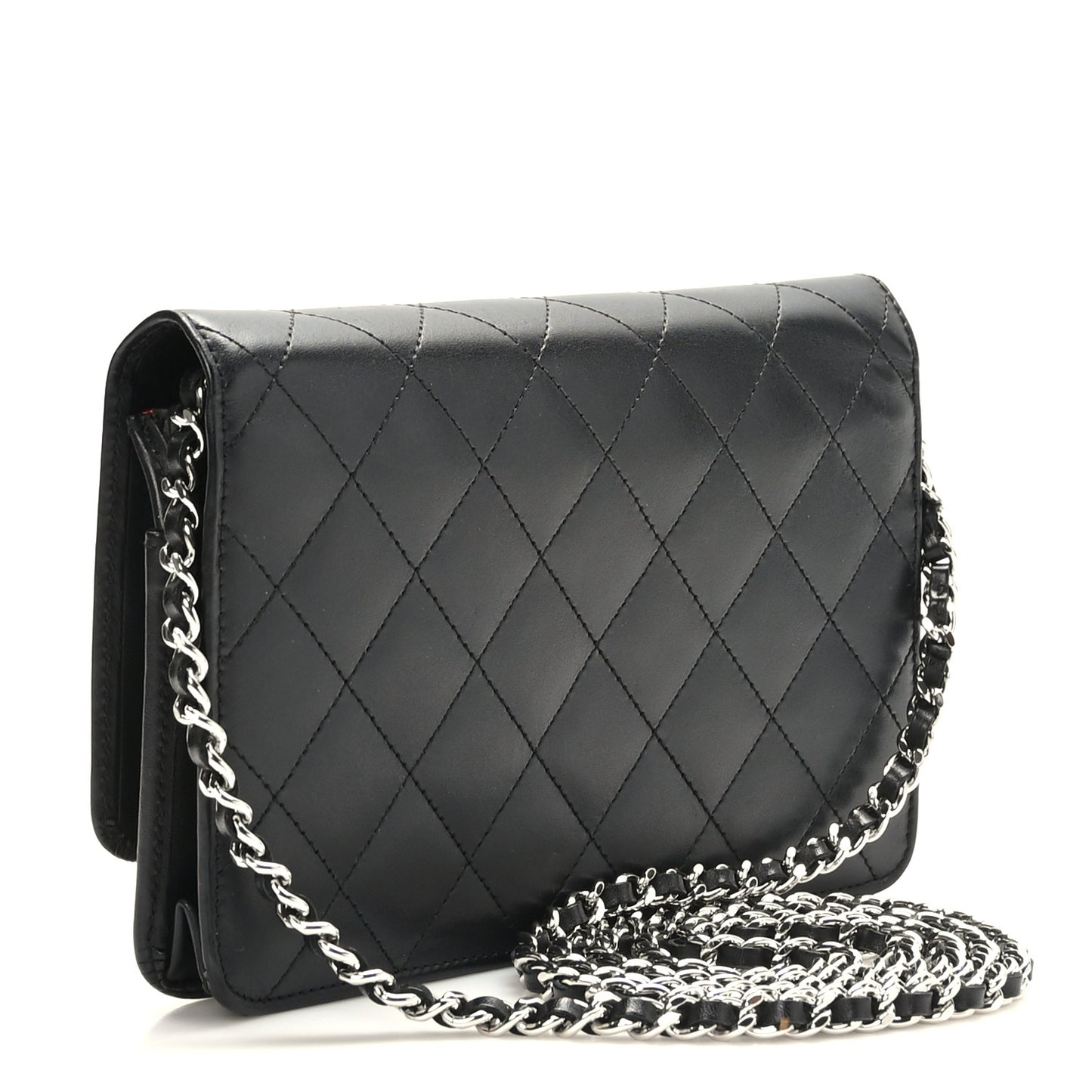 Calfskin Quilted Cambon Wallet on Chain WOC Black