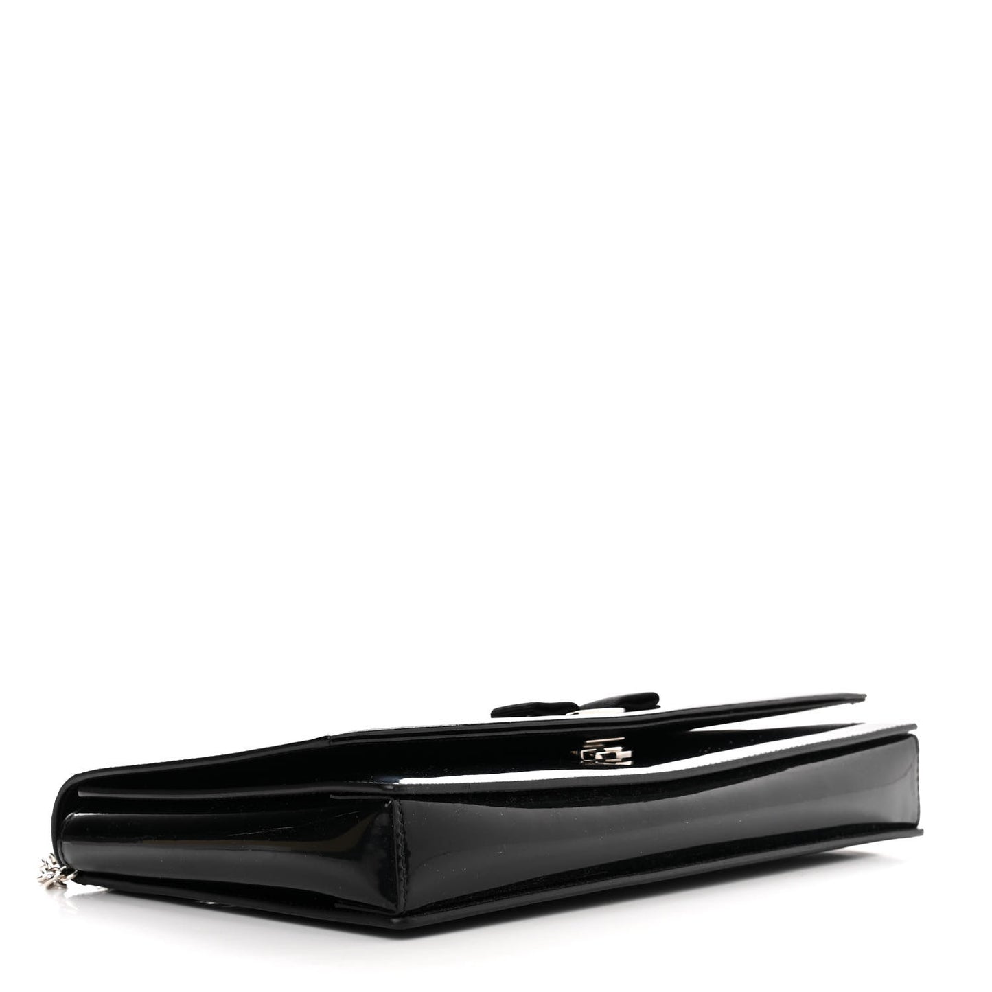 Patent Large Ginny Vara Bow Shoulder Bag Black