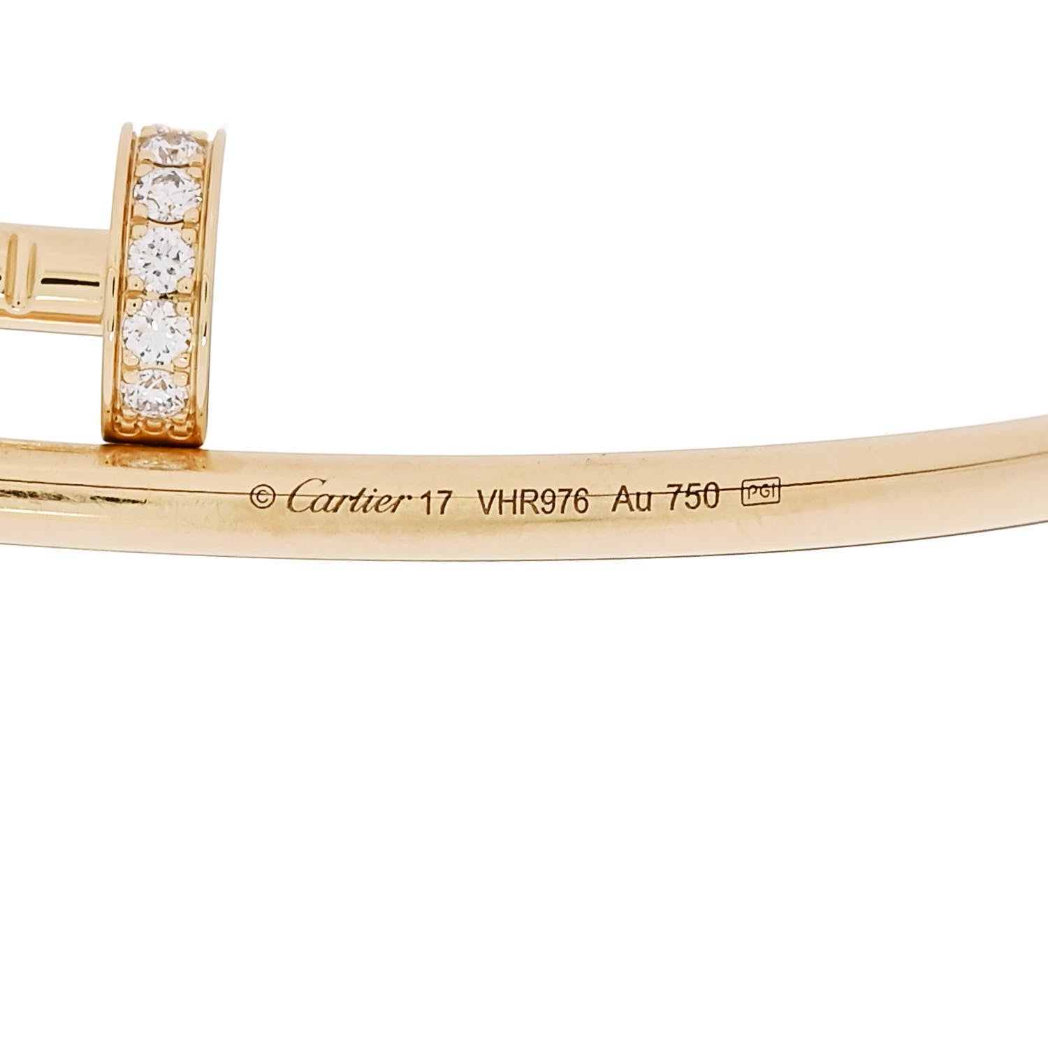 FASHIONPHILE 18K Yellow Gold Diamond Small Juste Un Clou Bracelet 17 4 of 5