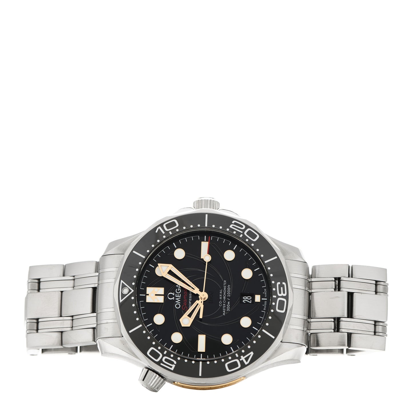 Stainless Steel 18K Yellow Gold 42mm Seamaster 300M James Bond 007 Automatic Watch Black 210.22.42.20.01.004