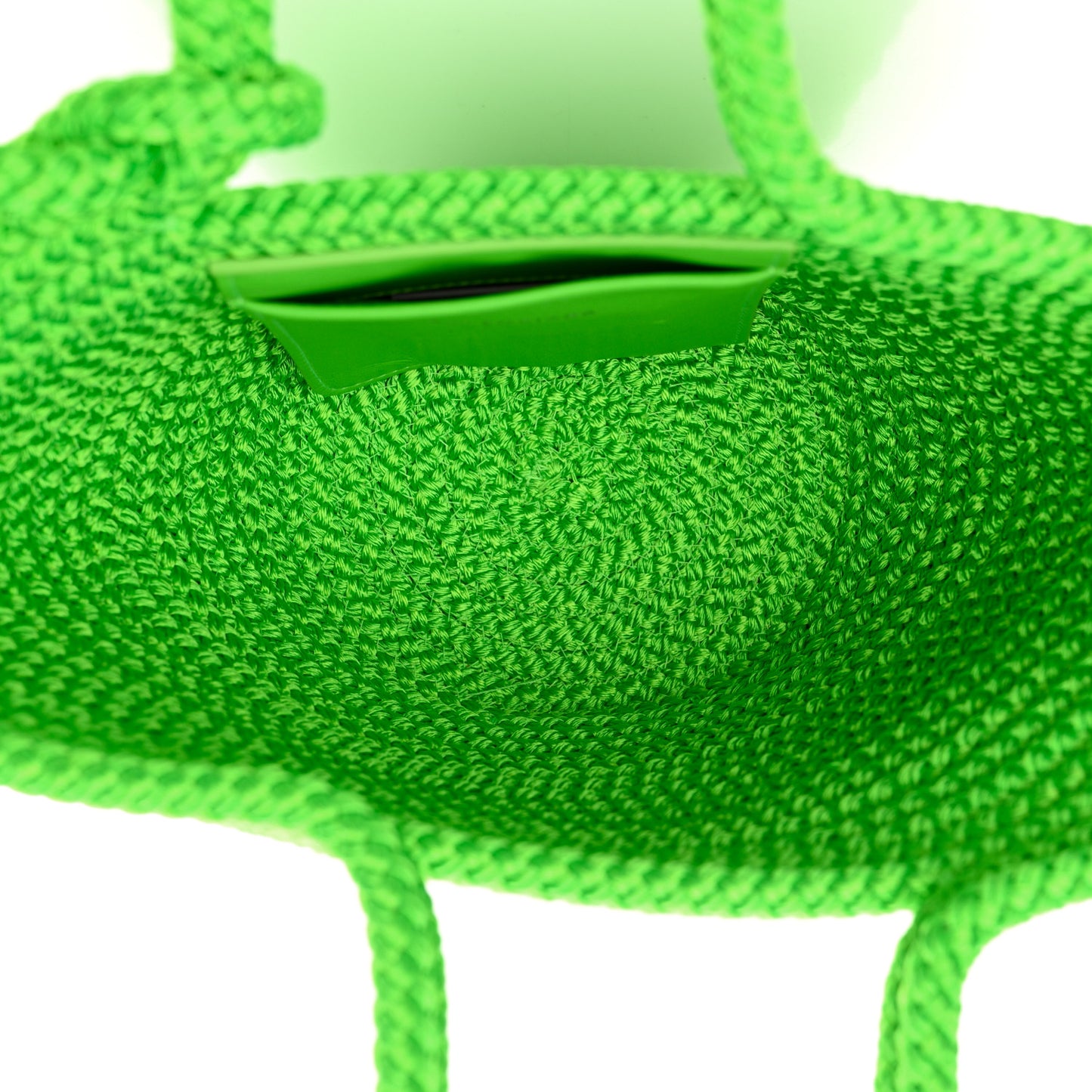 Nylon Lambskin Woven Small Ibiza Basket With Strap Green